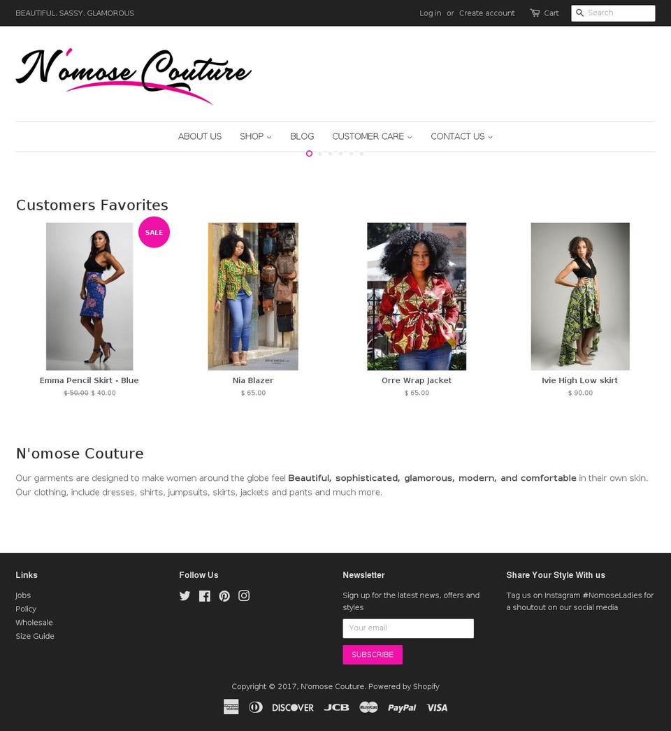 nomosecouture.com shopify website screenshot