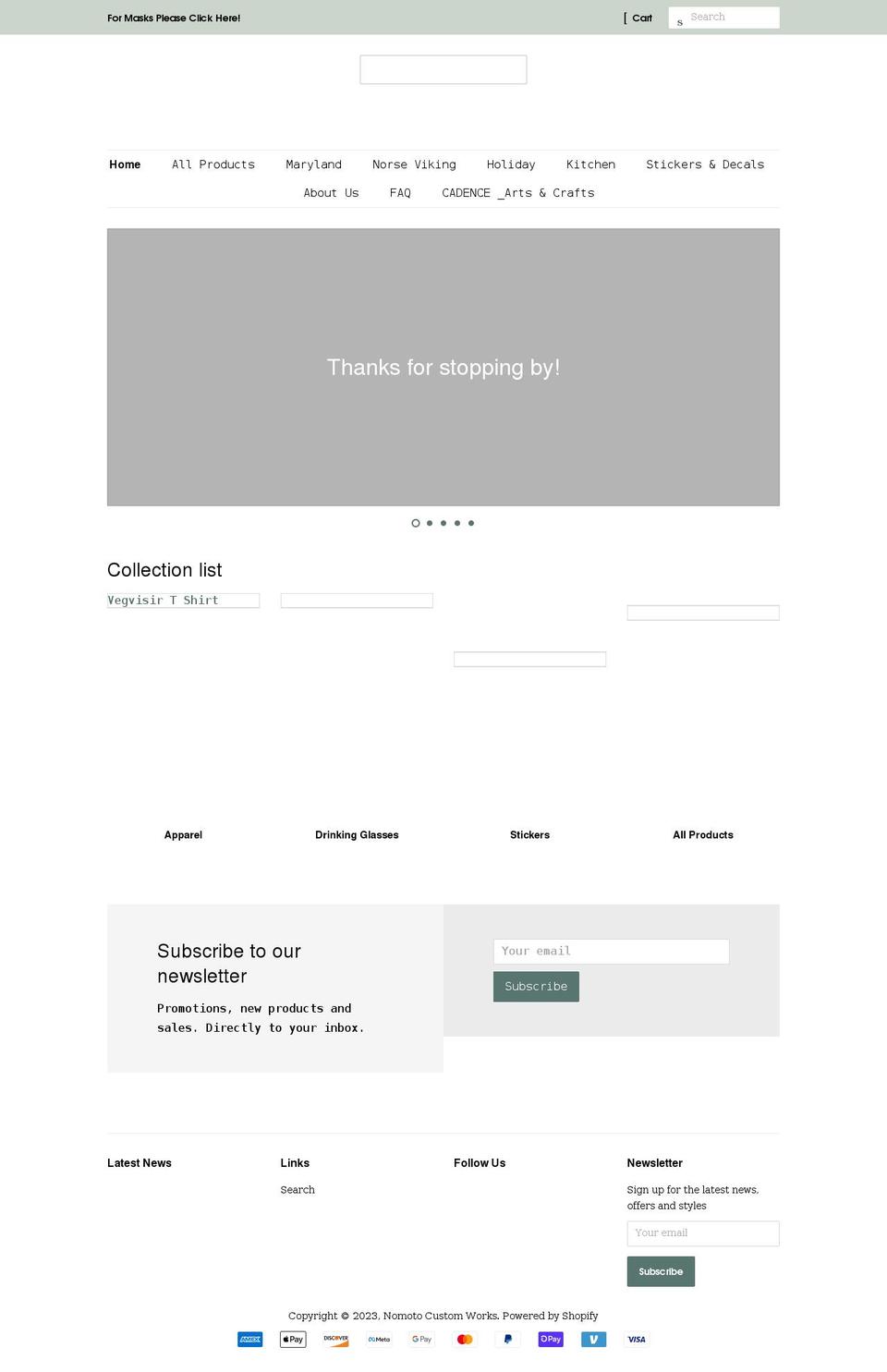 nomotocustomworks.com shopify website screenshot