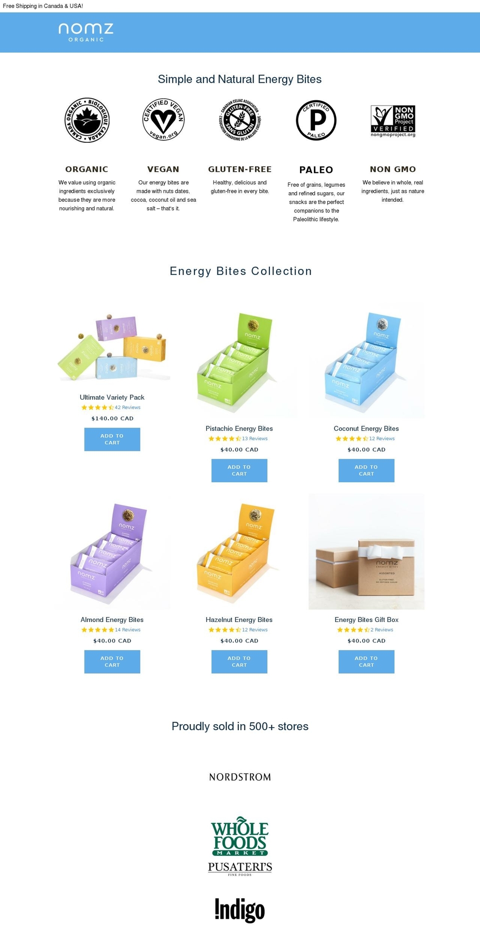 August 7 - Nomz Shopify theme site example nomz.com