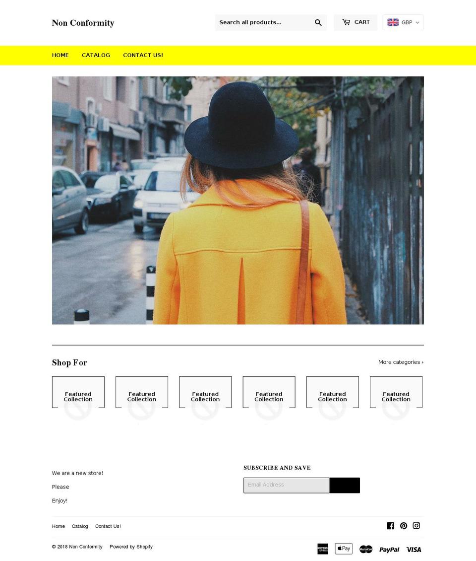 non-conformity.com — Shopify storefront screenshot