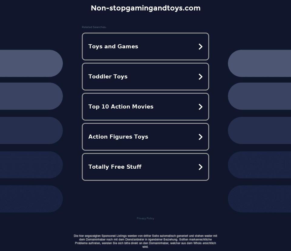 non-stopgamingandtoys.com — Shopify storefront screenshot