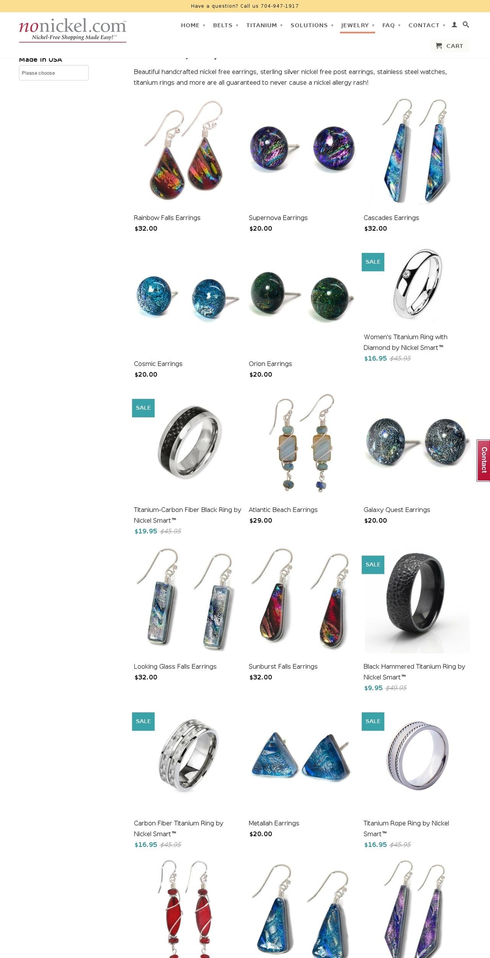 nonickelearrings.com shopify website screenshot
