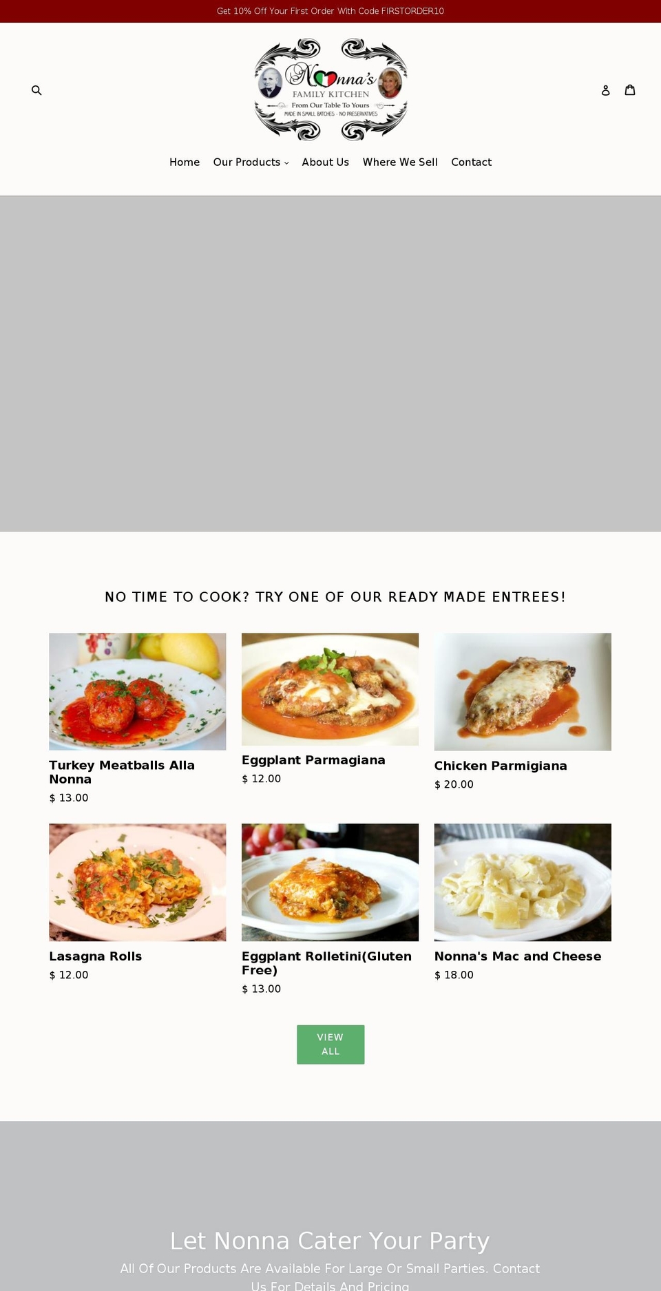 nonnasfamilykitchen.com shopify website screenshot