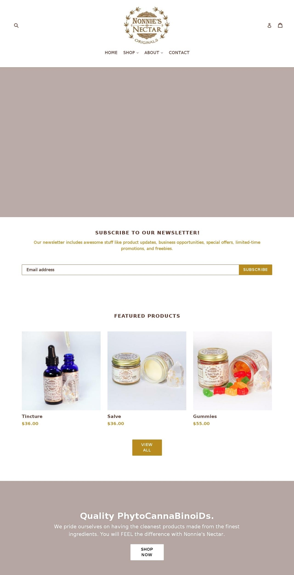 nonniesnectar.com — Shopify storefront screenshot