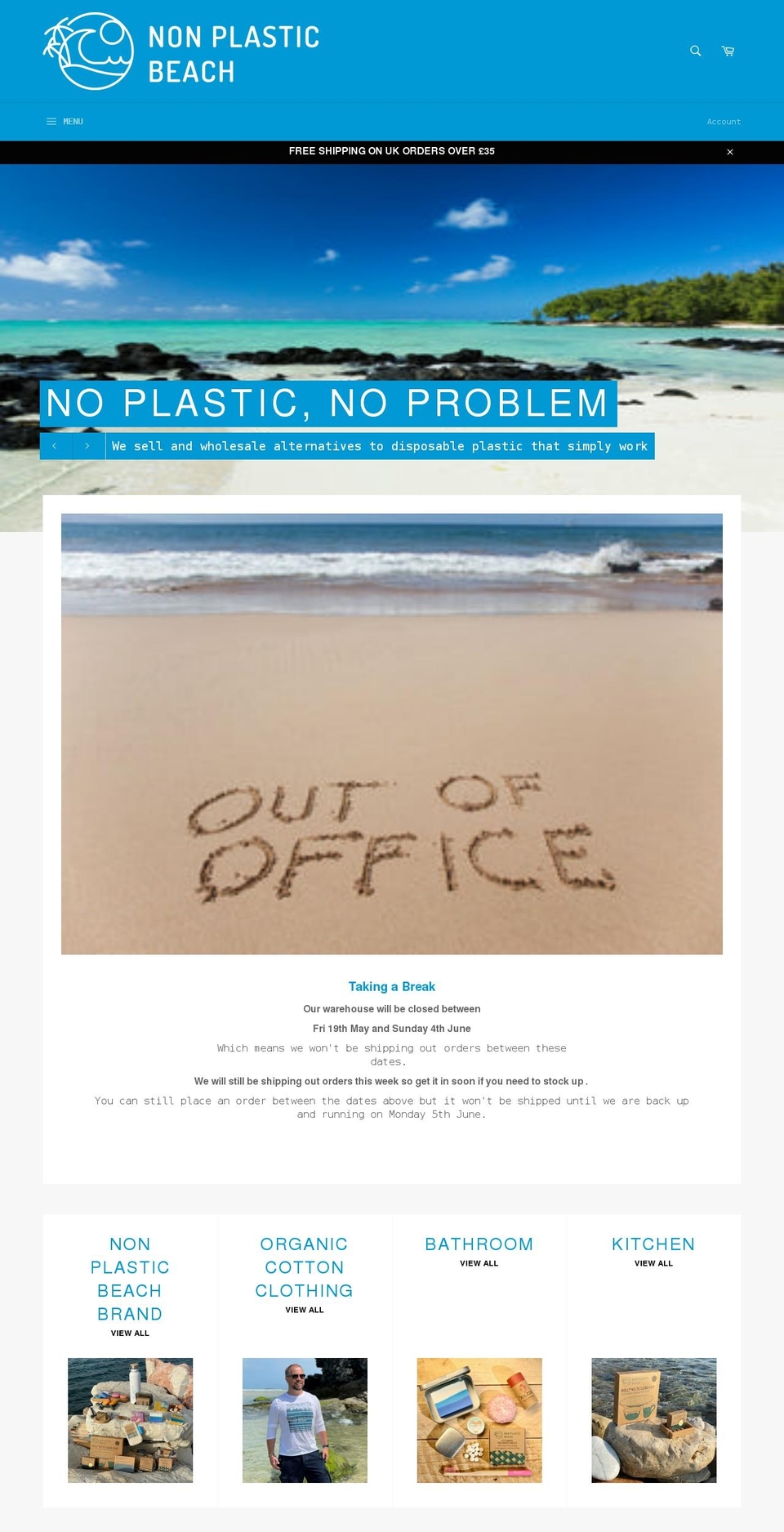 nonplasticbeach.com shopify website screenshot