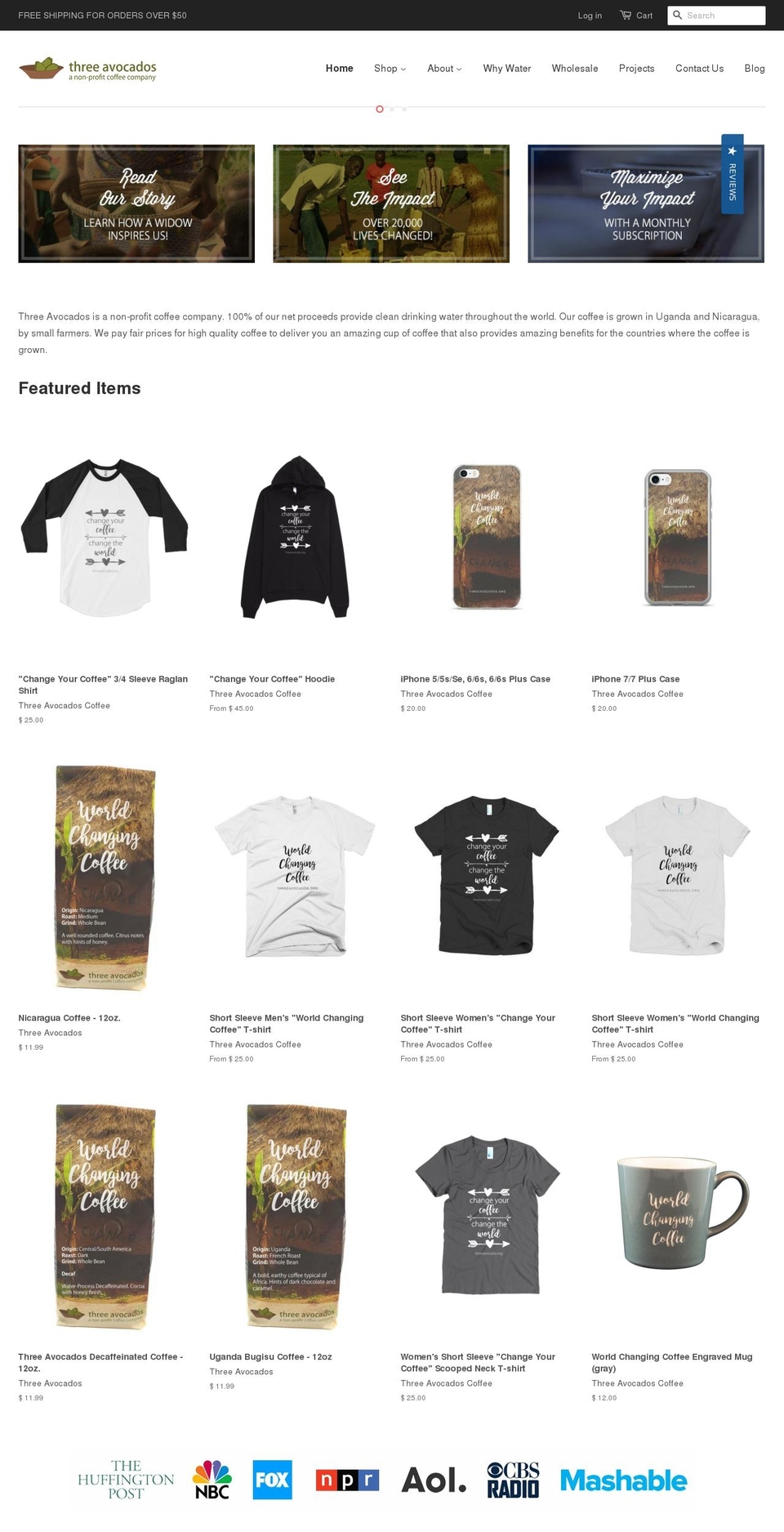 nonprofitcoffee.com shopify website screenshot