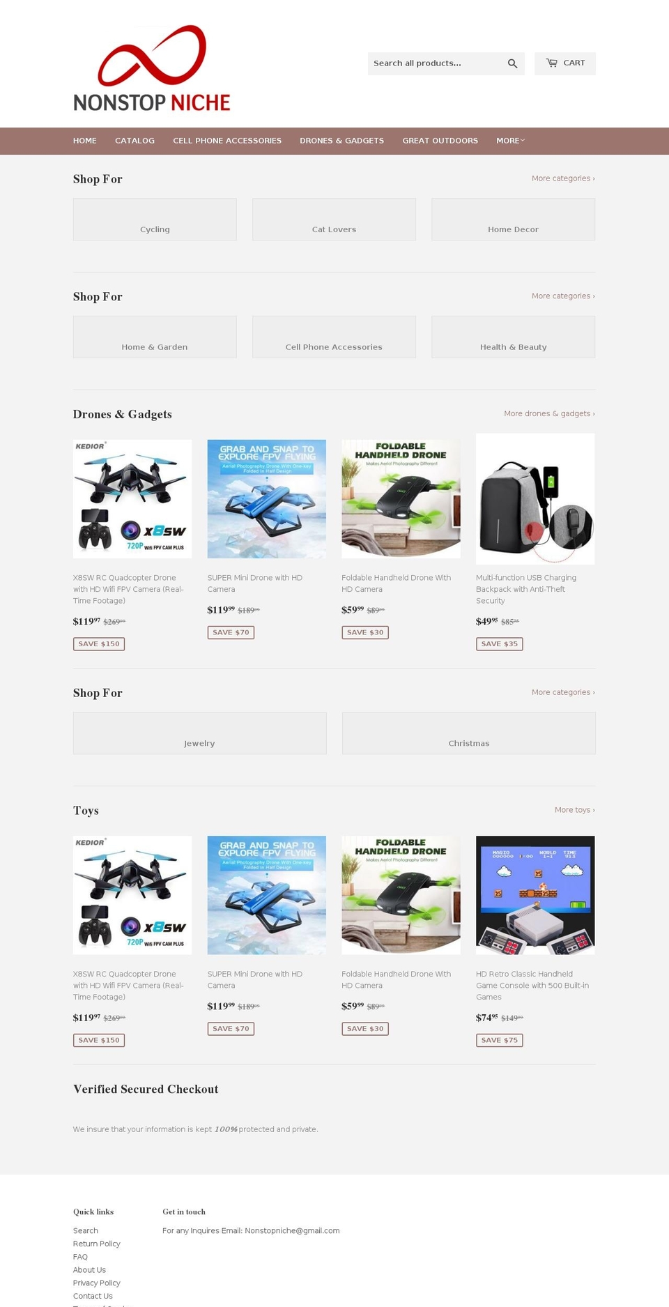 nonstopniche.com — Shopify storefront screenshot
