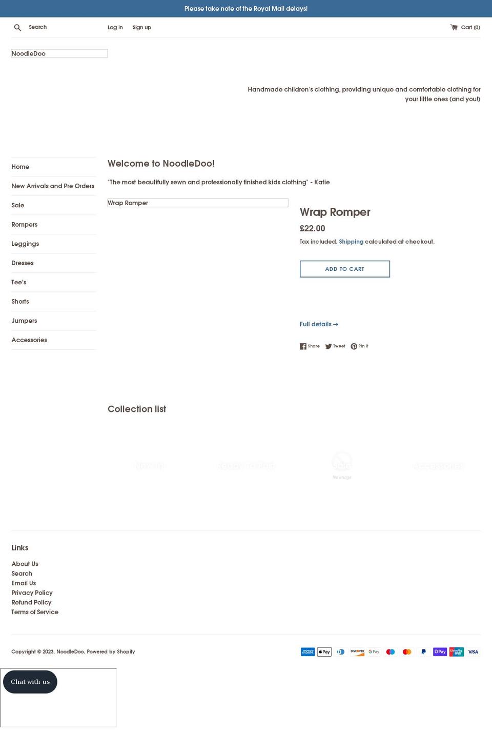 noodledoohandmade.com shopify website screenshot