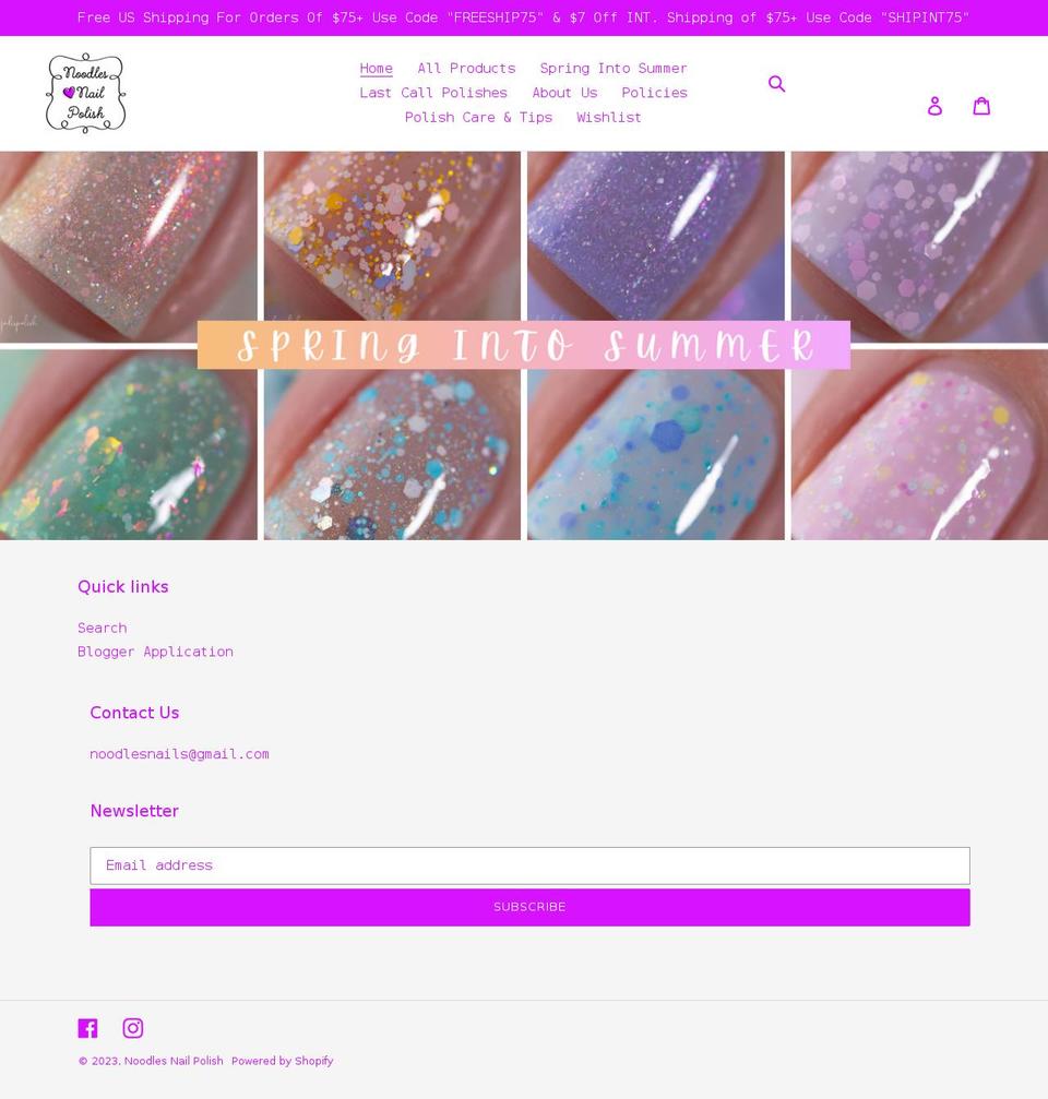 noodlesnailpolish.com shopify website screenshot
