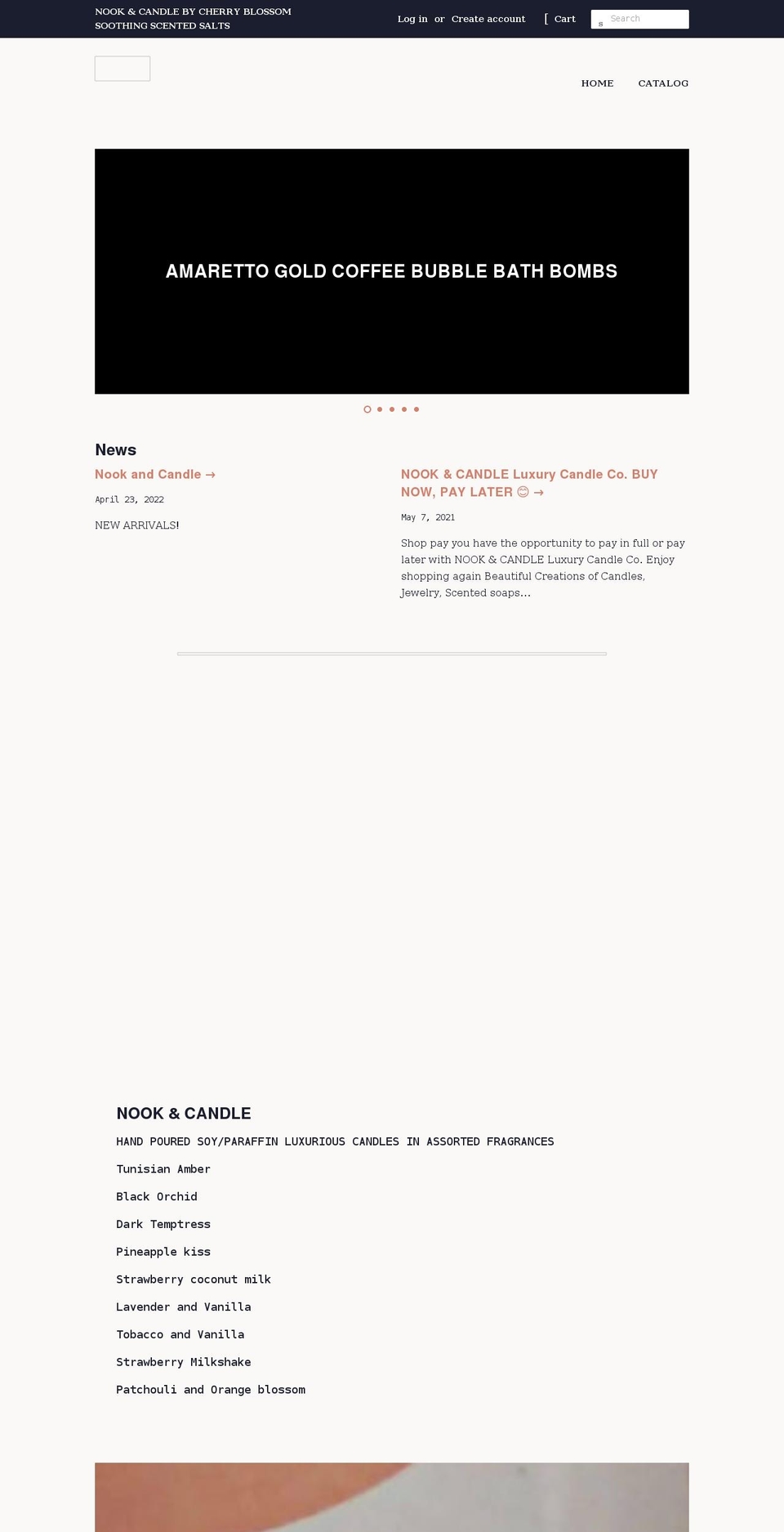 nookandcandlebycherryblossom.com shopify website screenshot