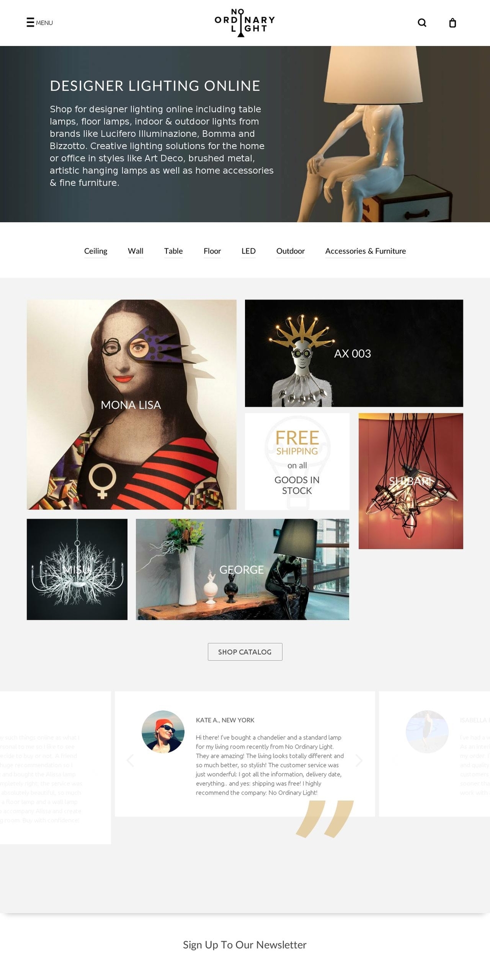 noordinarylight.net shopify website screenshot