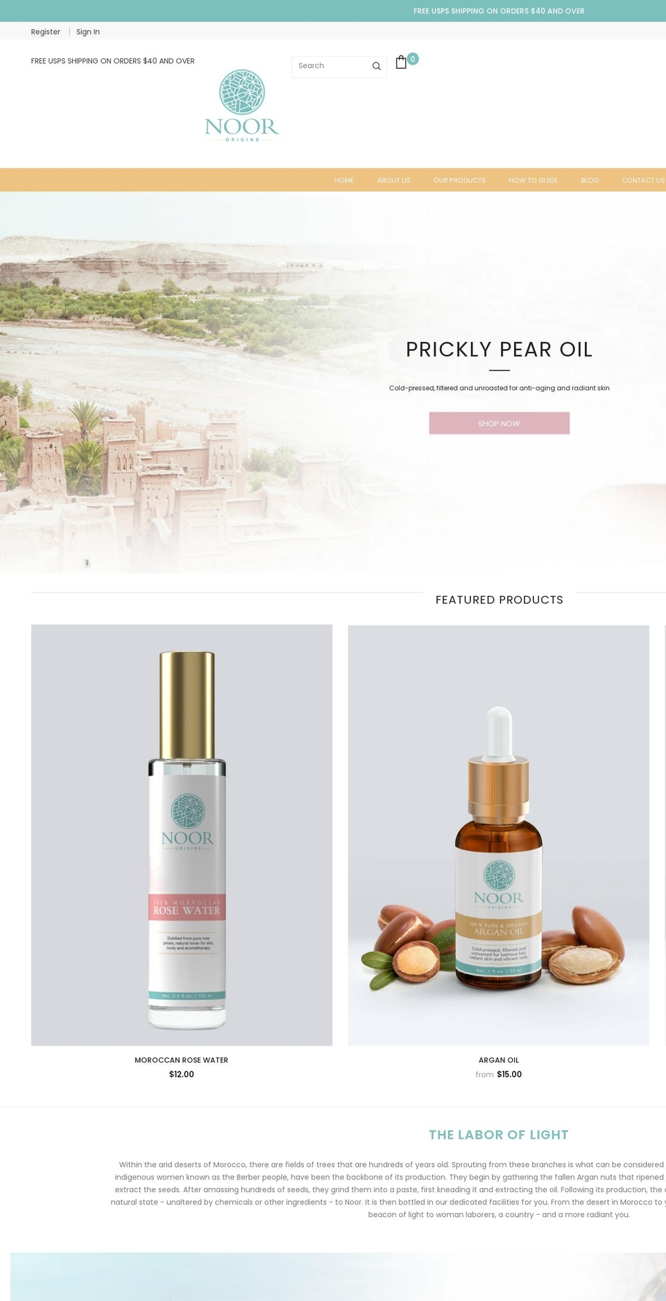 noororigins.com shopify website screenshot