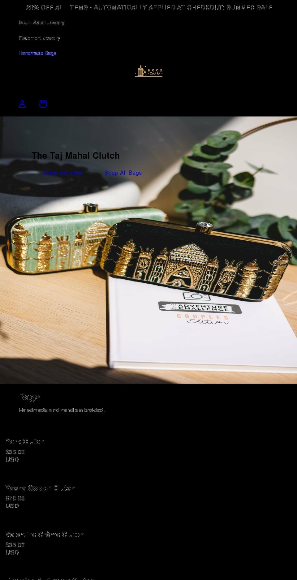 noorzaara.com shopify website screenshot