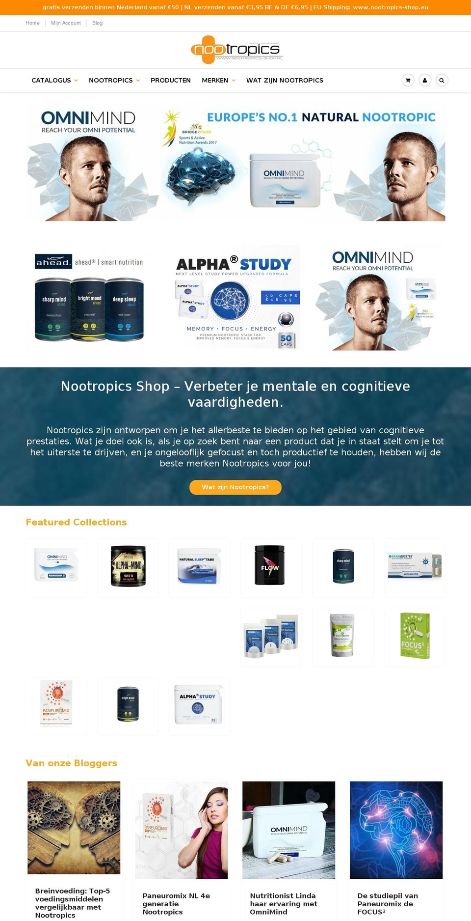 nootropics-shop.nl shopify website screenshot