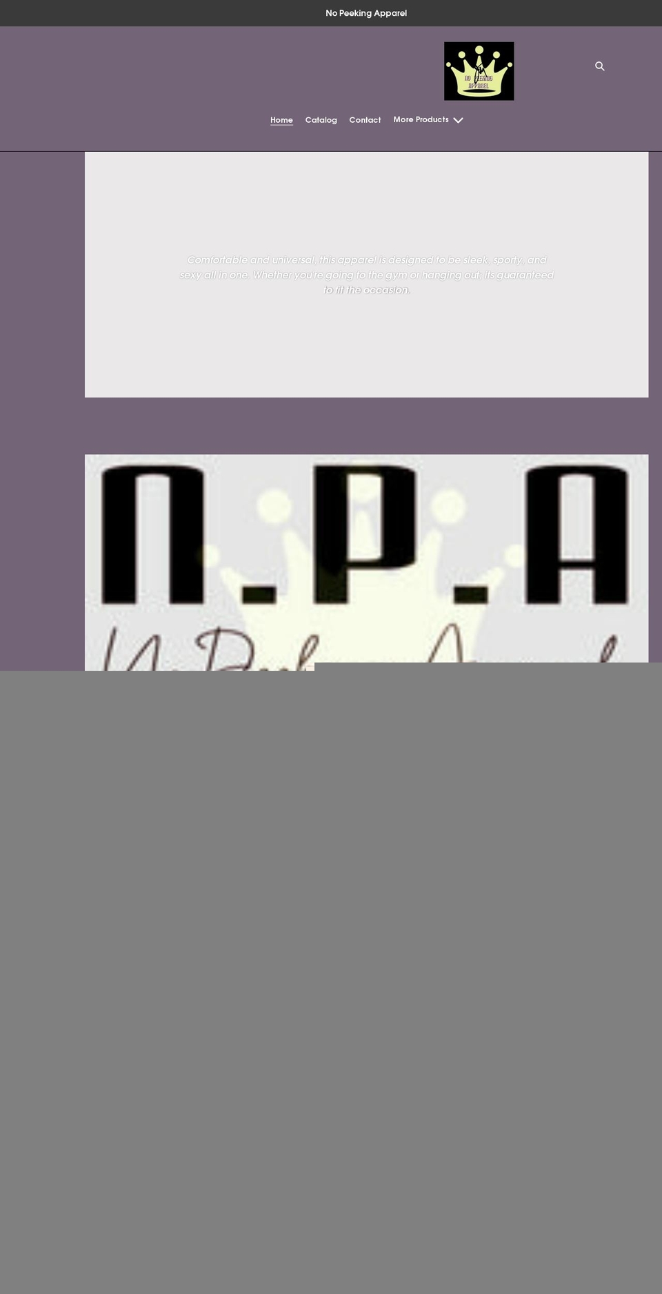 nopeekingapparel.com shopify website screenshot