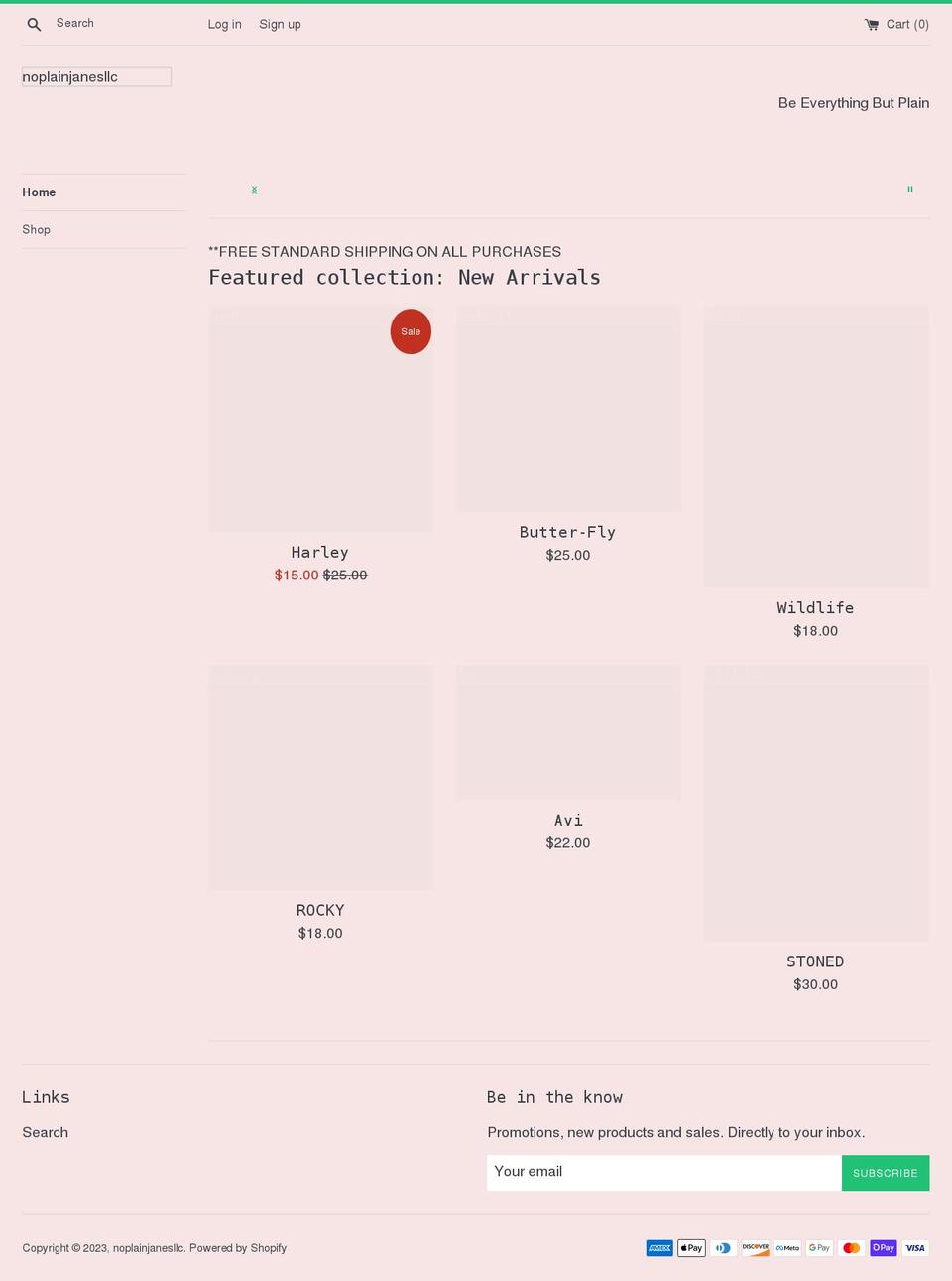 noplainjanesllc.com shopify website screenshot