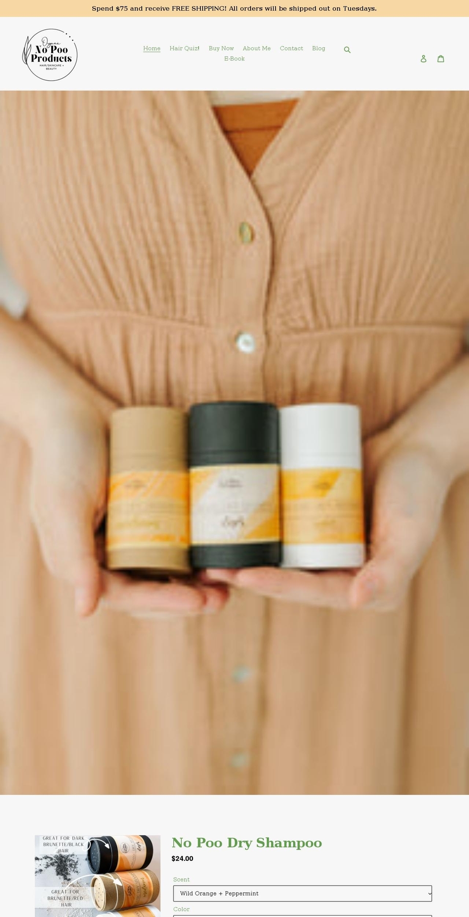 nopoodryshampoo.com shopify website screenshot