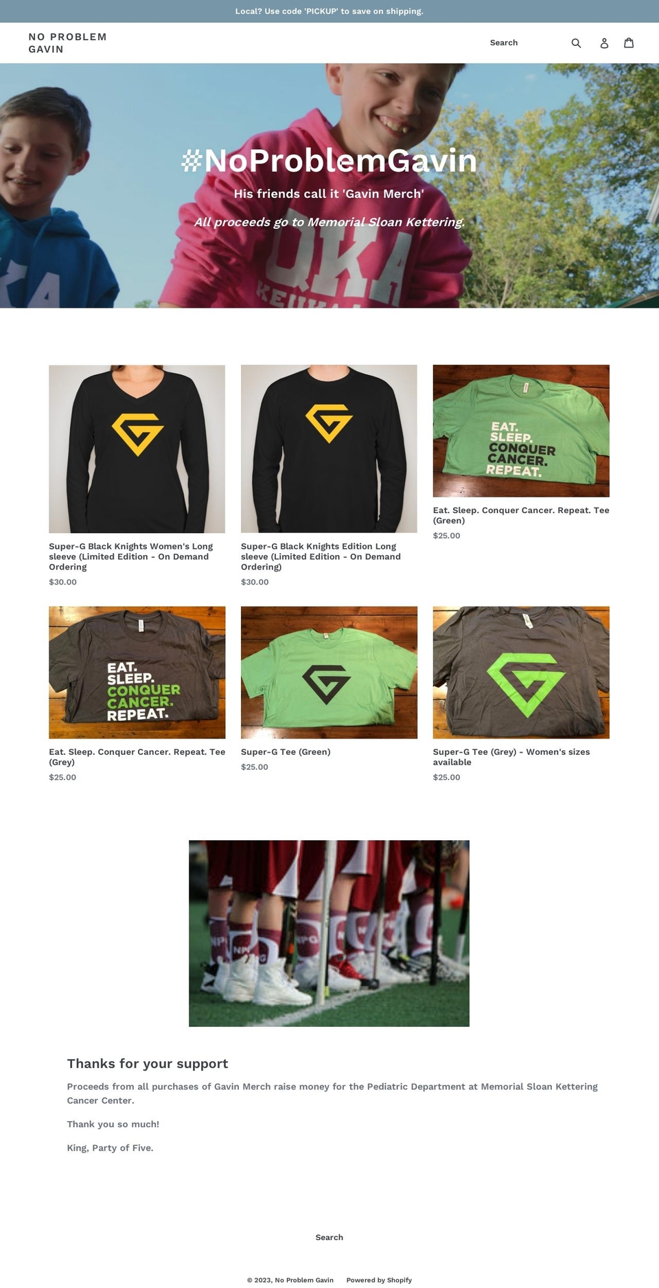 noproblemgavin.com shopify website screenshot
