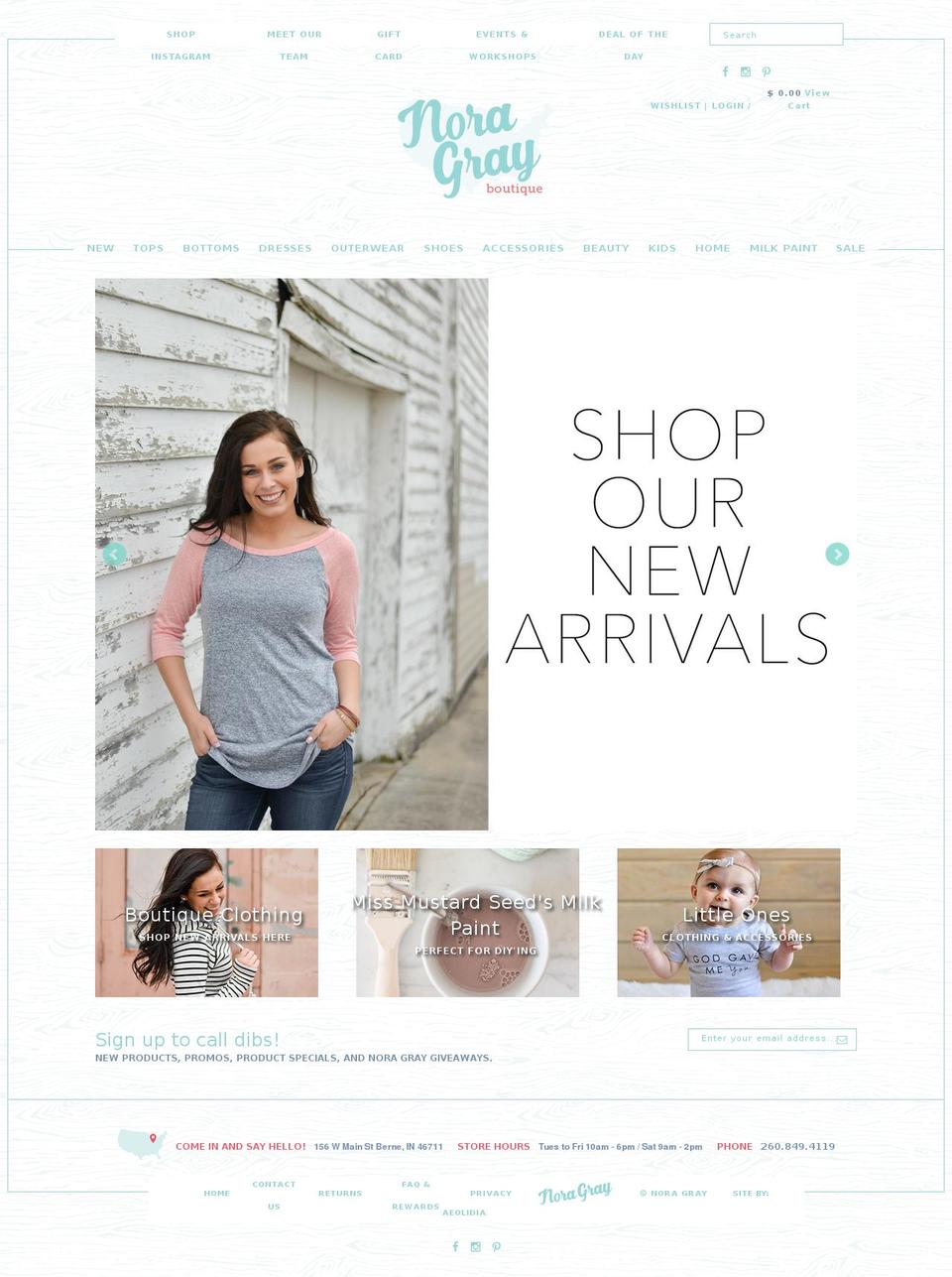 nora-gray.com shopify website screenshot