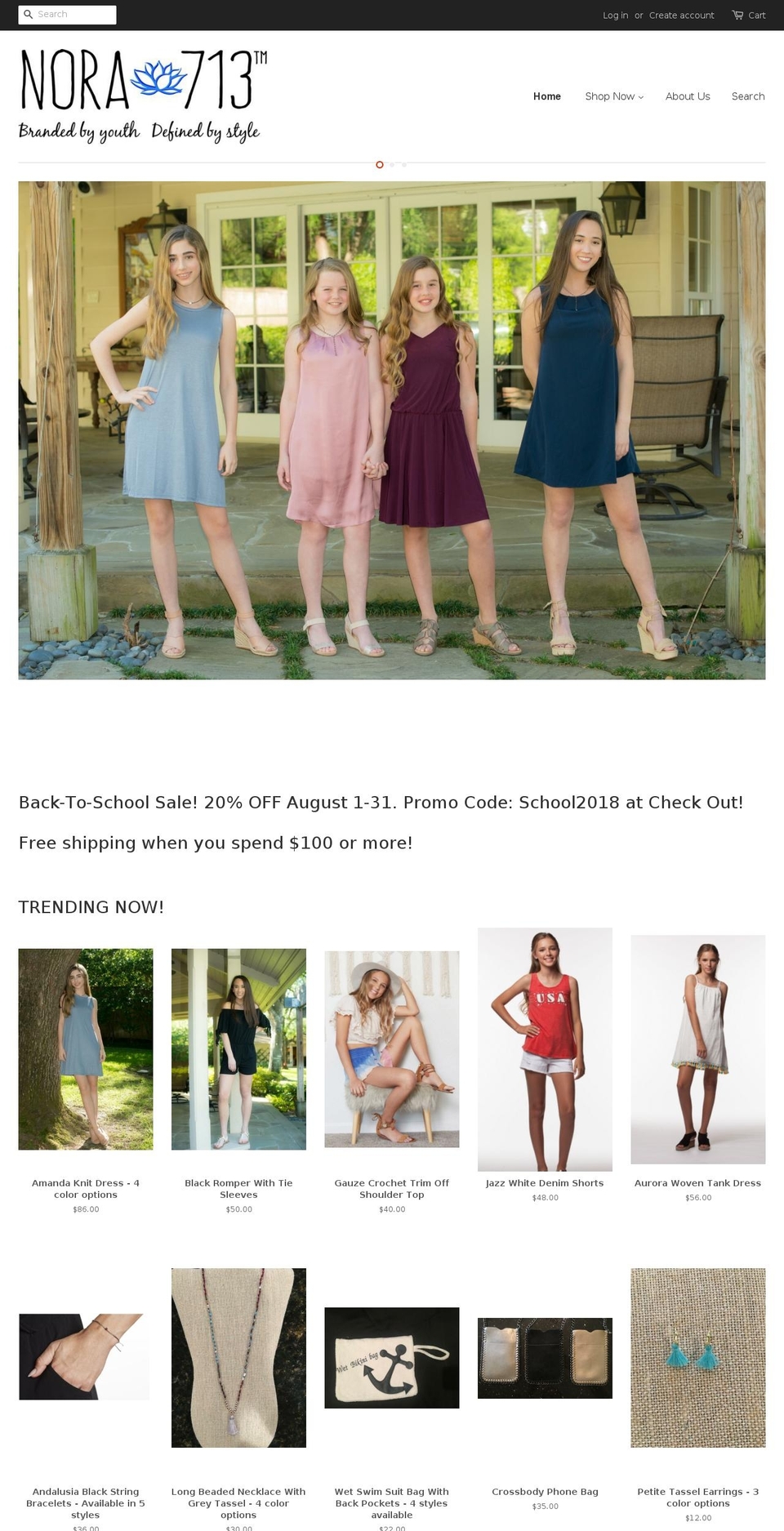 nora713.com — Shopify storefront screenshot