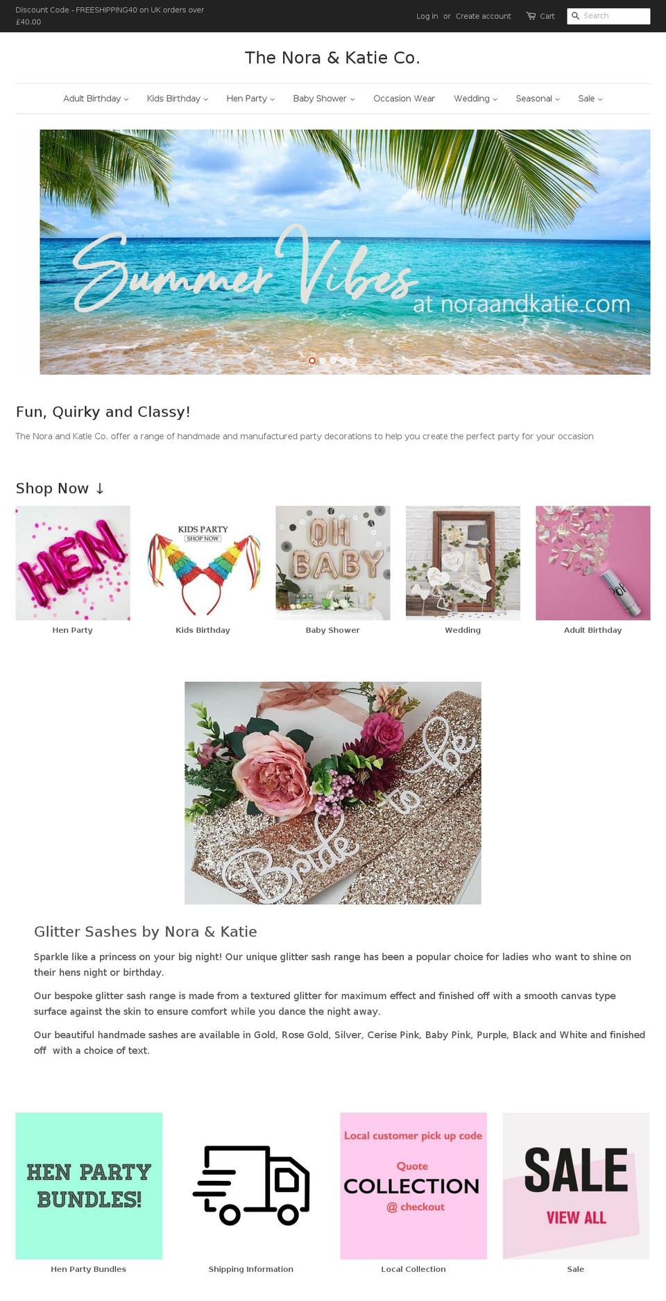 noraandkatie.com shopify website screenshot