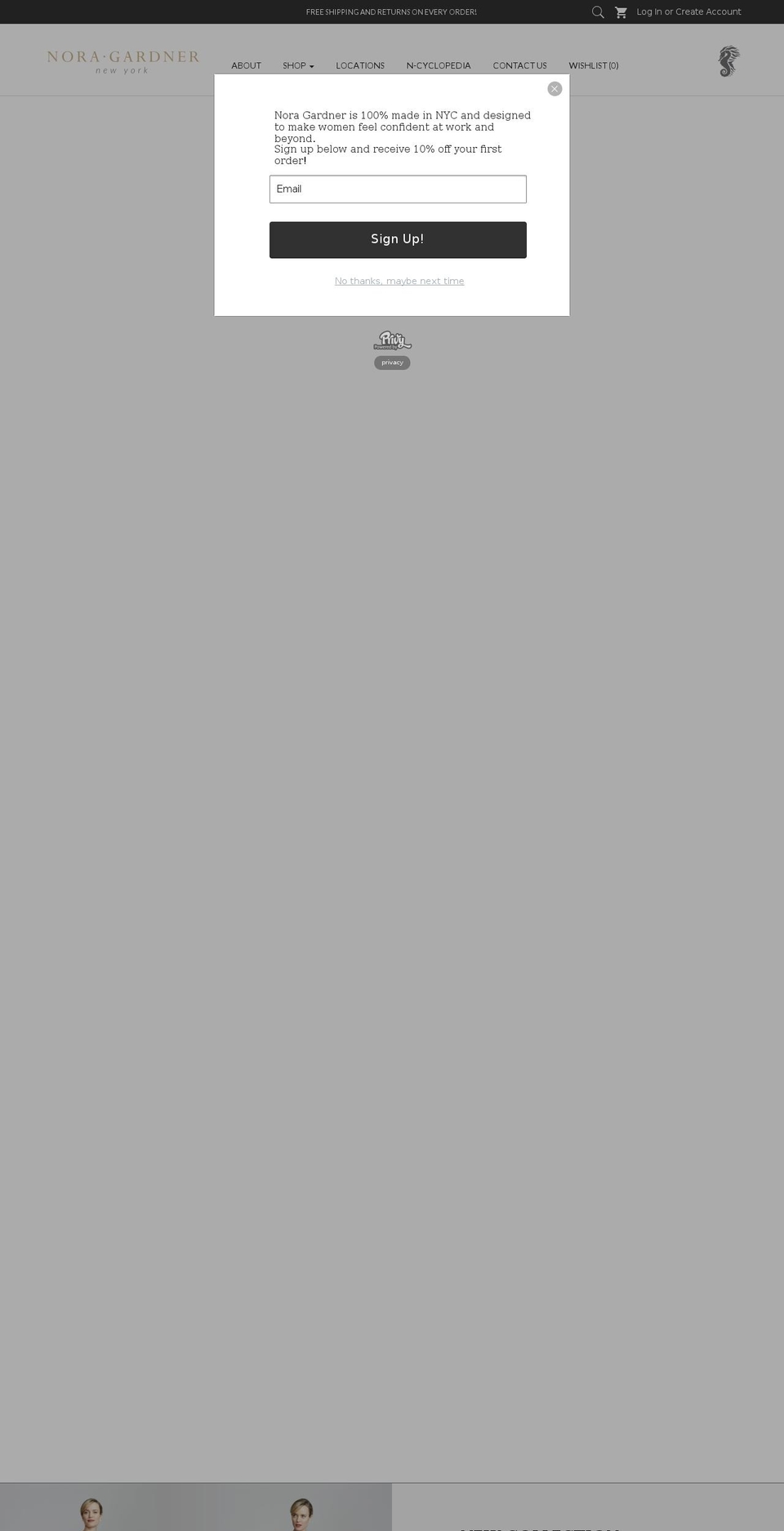 noragardner.com shopify website screenshot