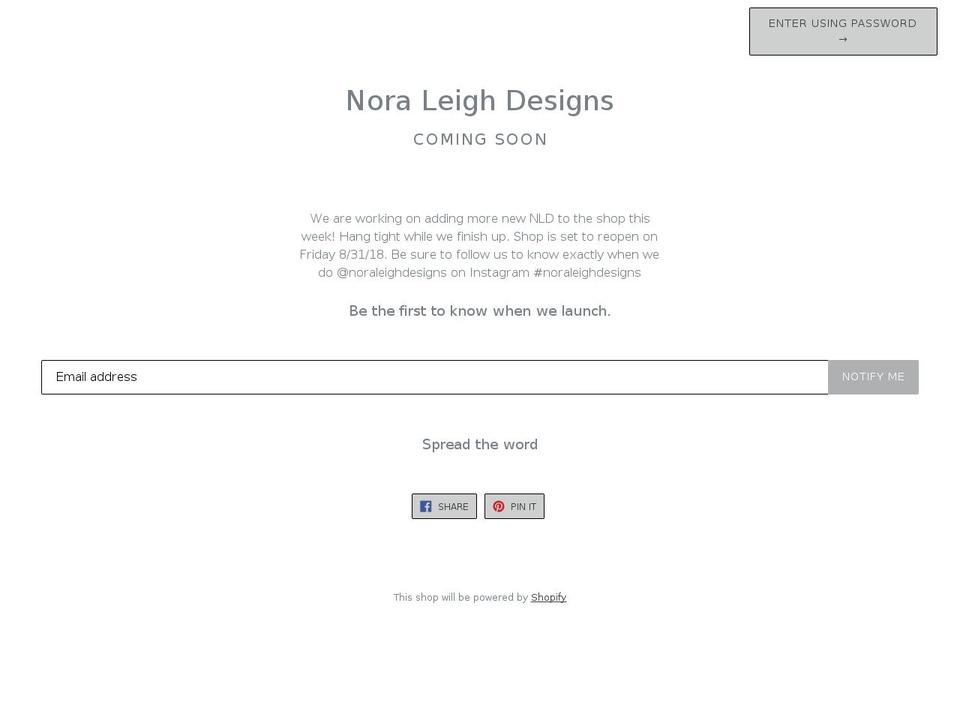 noraleighdesigns.com — Shopify storefront screenshot