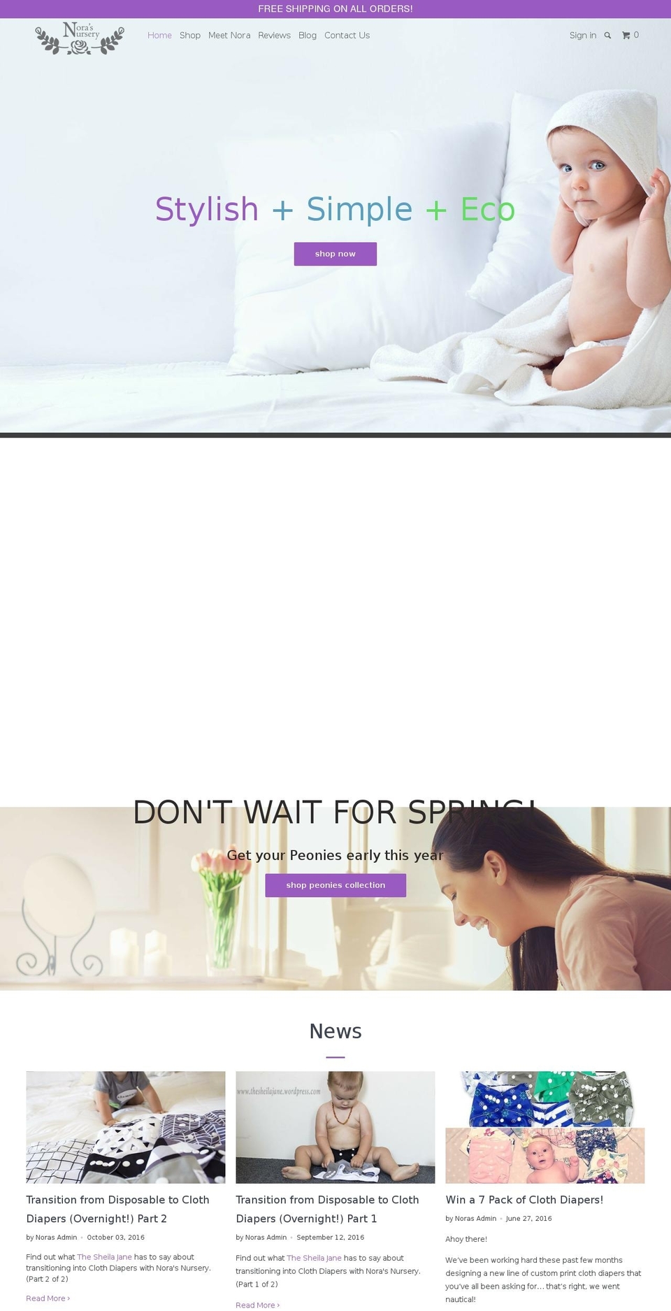 norasnursery.com shopify website screenshot