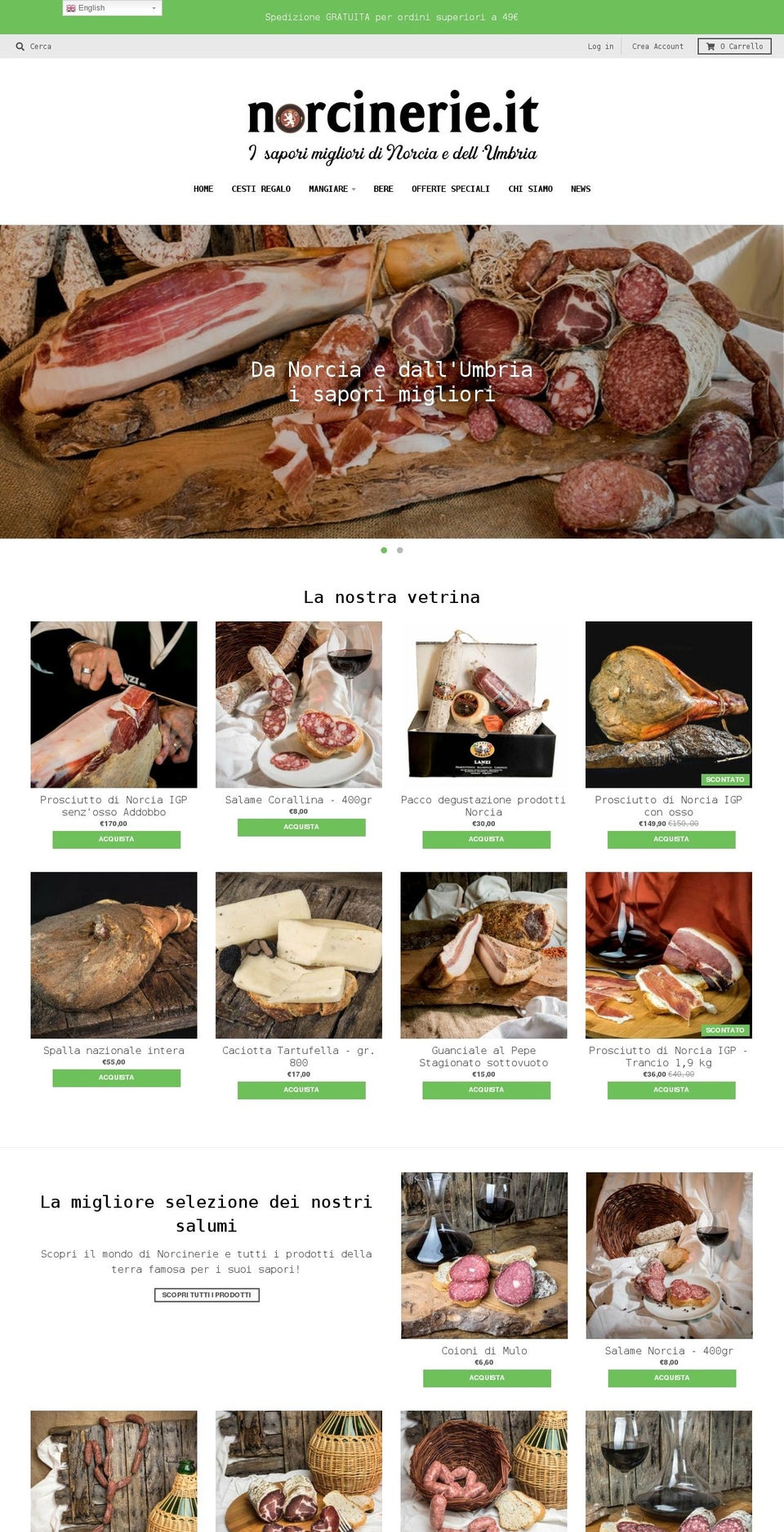 norcinerie.it shopify website screenshot