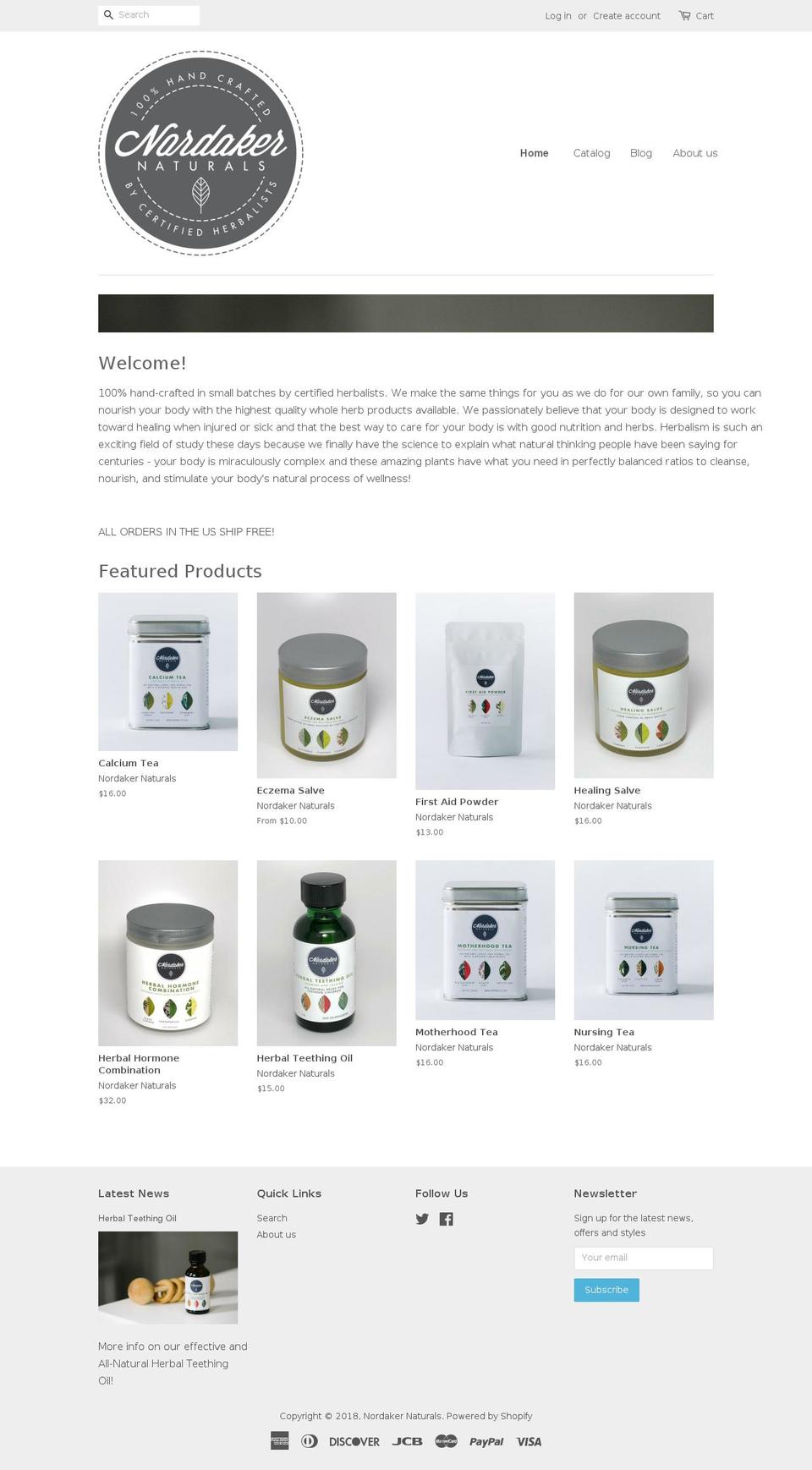 nordakernaturals.com — Shopify storefront screenshot