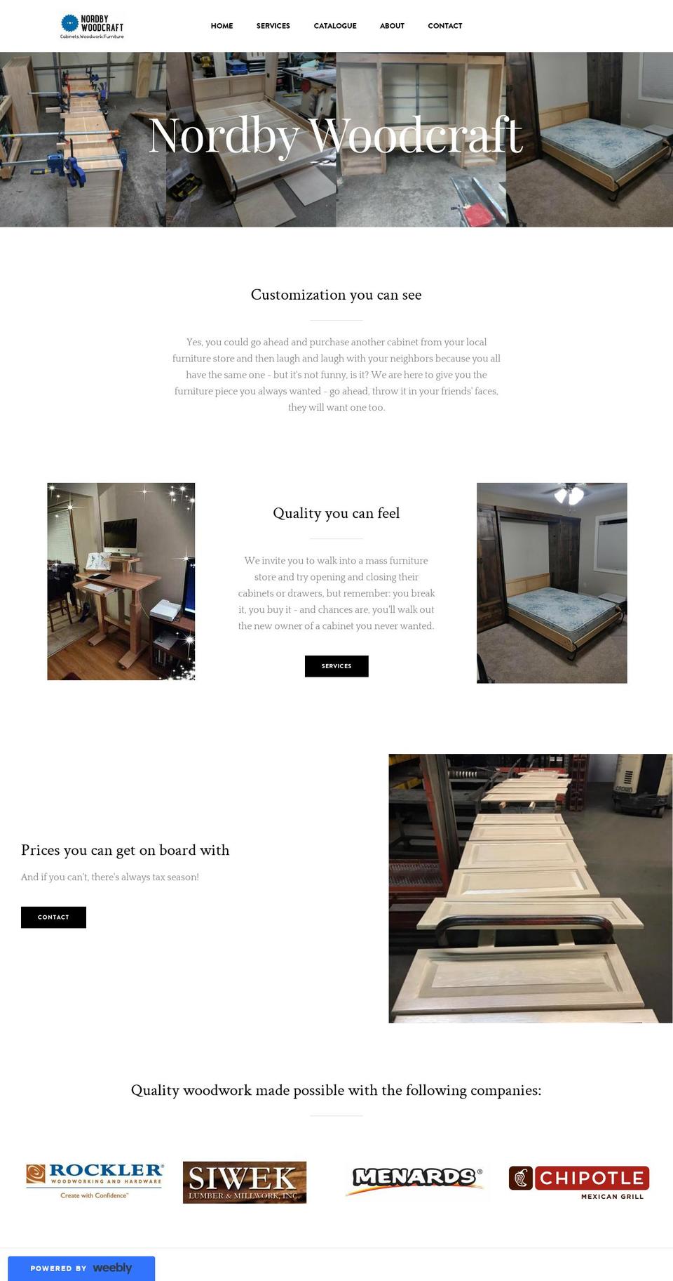 nordbywoodcraft.com — Shopify storefront screenshot