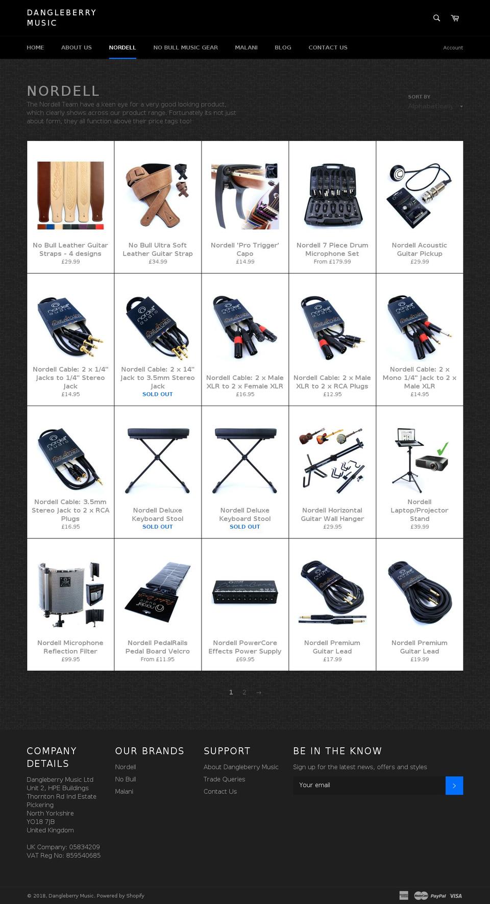 nordellmusic.com — Shopify storefront screenshot