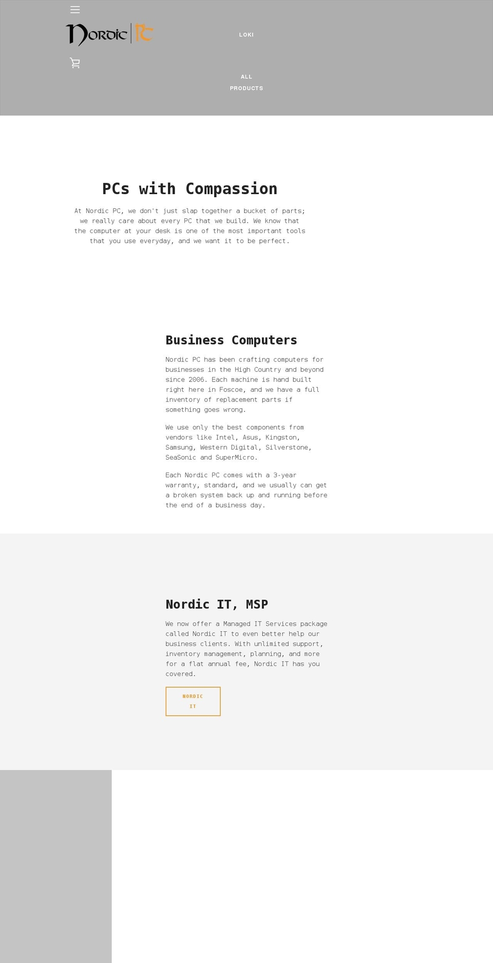 nordicpc.com shopify website screenshot