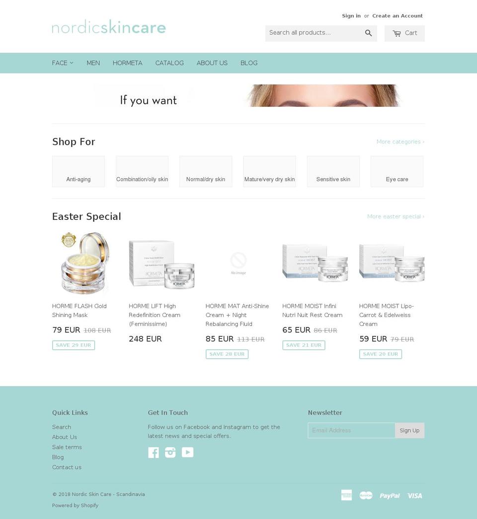 nordicskincare.com shopify website screenshot