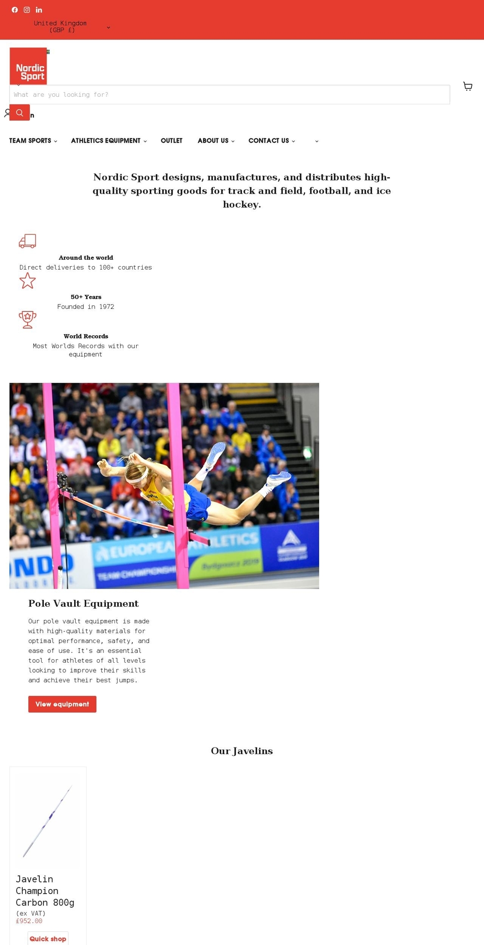 nordicsport.uk shopify website screenshot