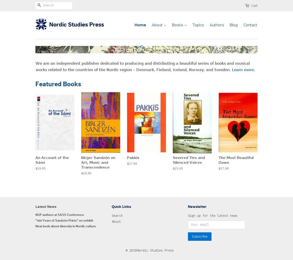 Nordic Shopify theme site example nordicstudiespress.org