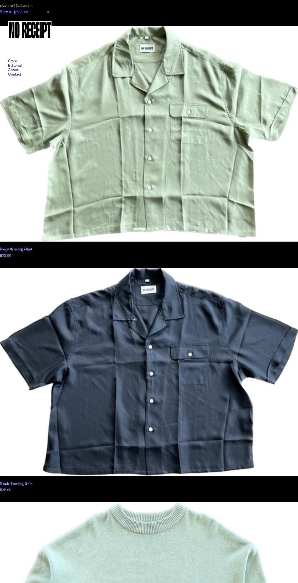 noreceiptplease.com shopify website screenshot