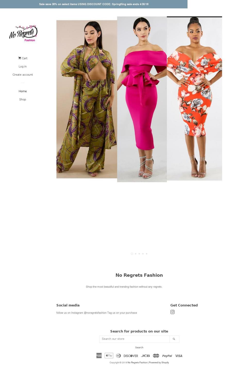 noregretsfashion.net shopify website screenshot