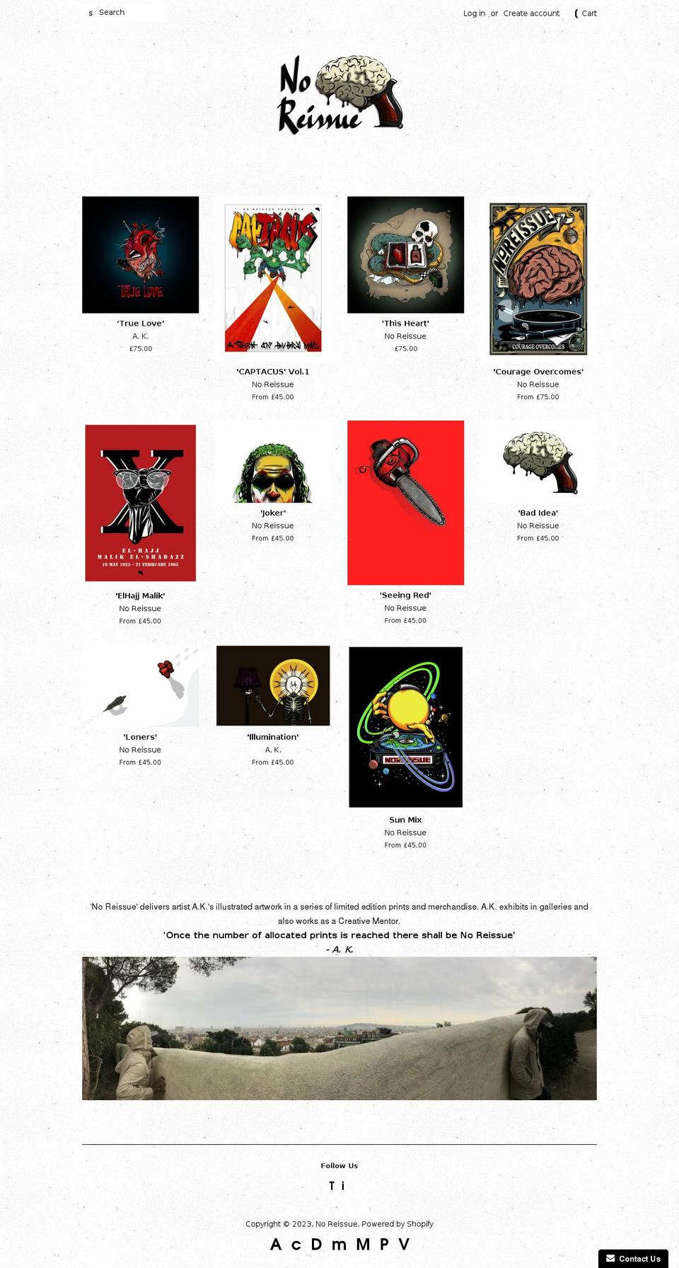 noreissue.com shopify website screenshot