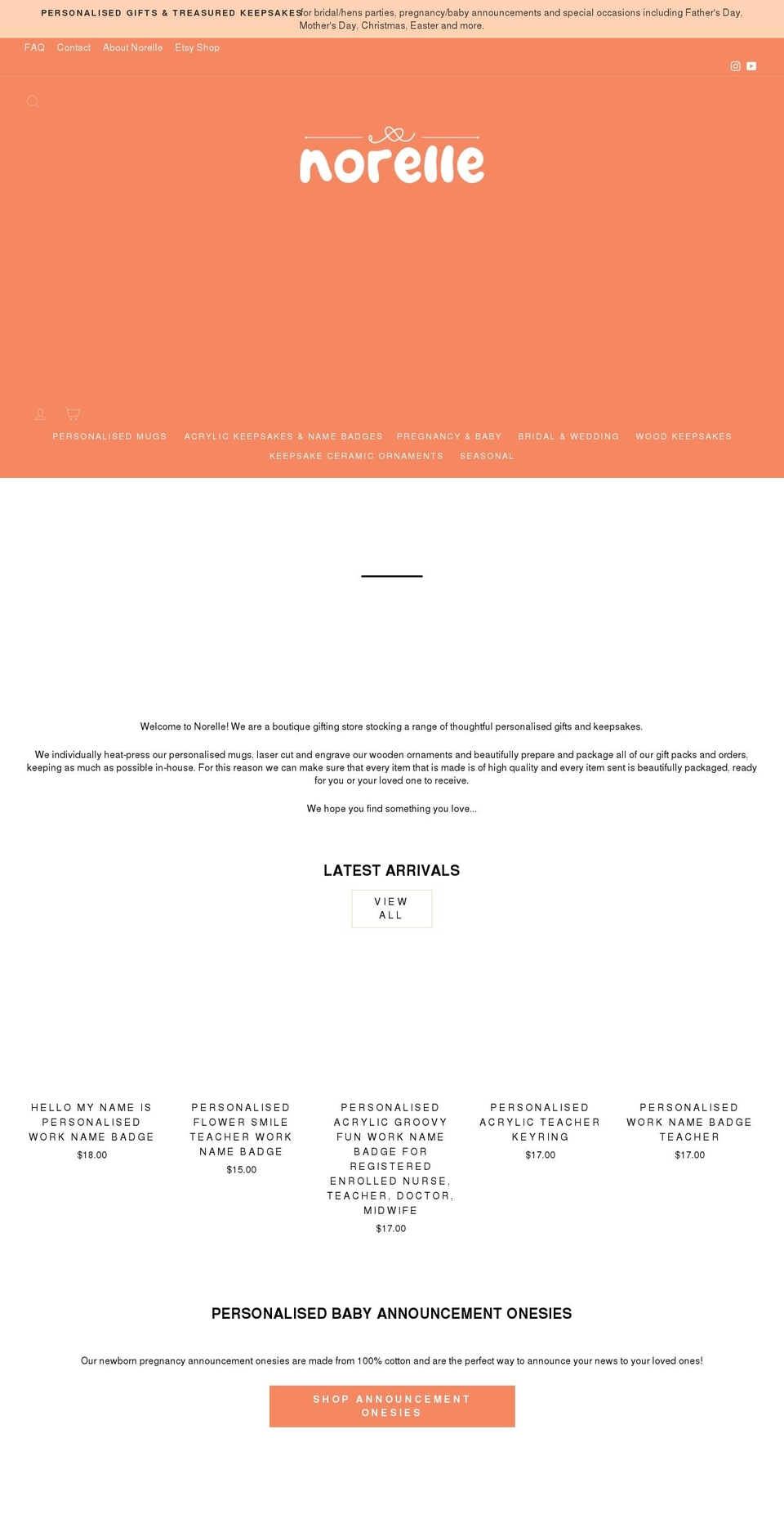 norelle.com.au shopify website screenshot