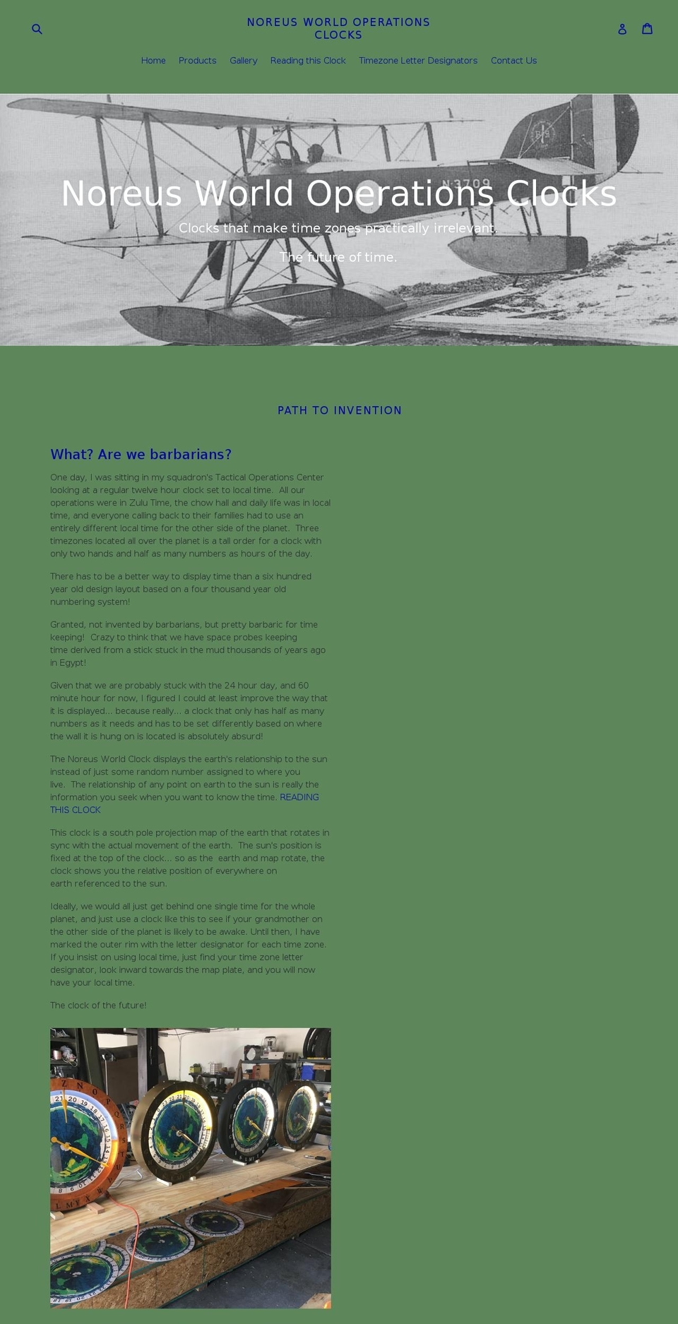 noreusworldclocks.com — Shopify storefront screenshot