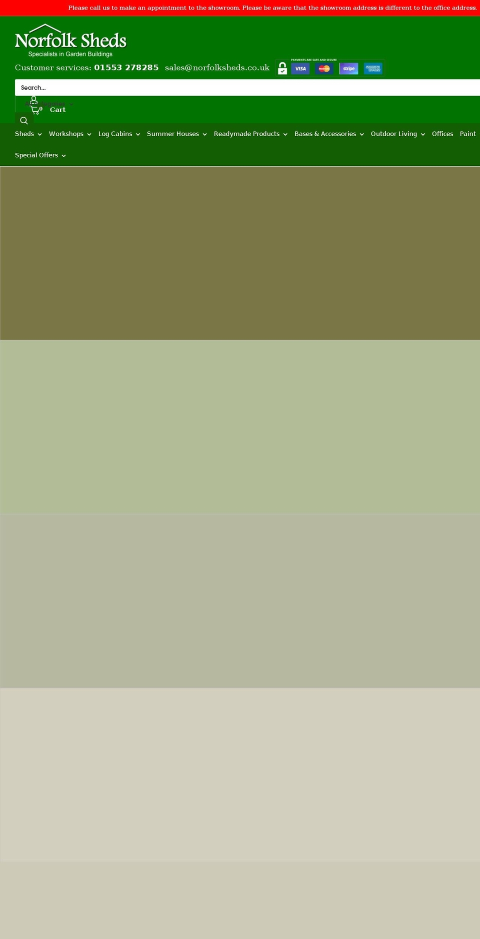 norfolksheds.co.uk shopify website screenshot