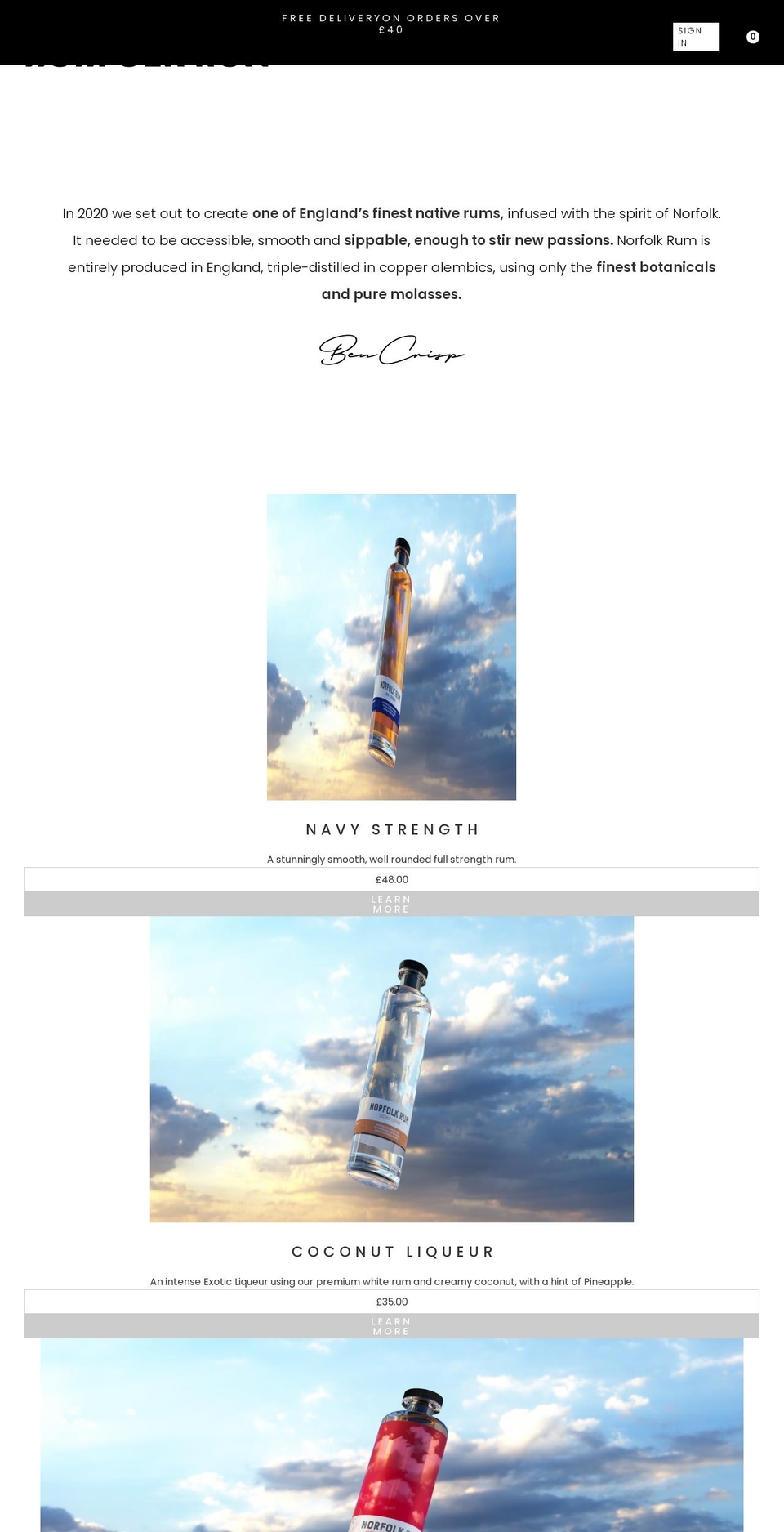 norfolkspiritco.co.uk shopify website screenshot