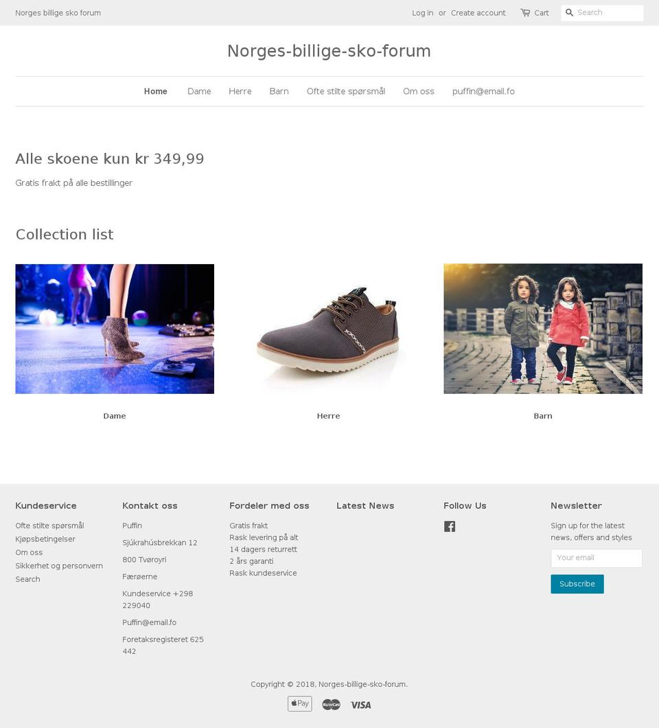 norges-billige-sko-forum.com — Shopify storefront screenshot