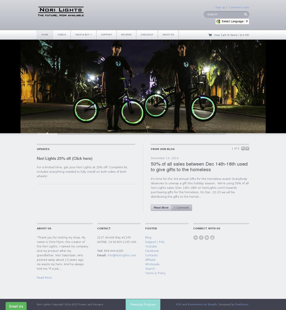 norilights.com shopify website screenshot