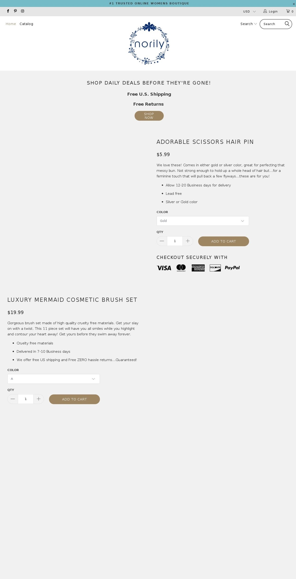 norily.com shopify website screenshot