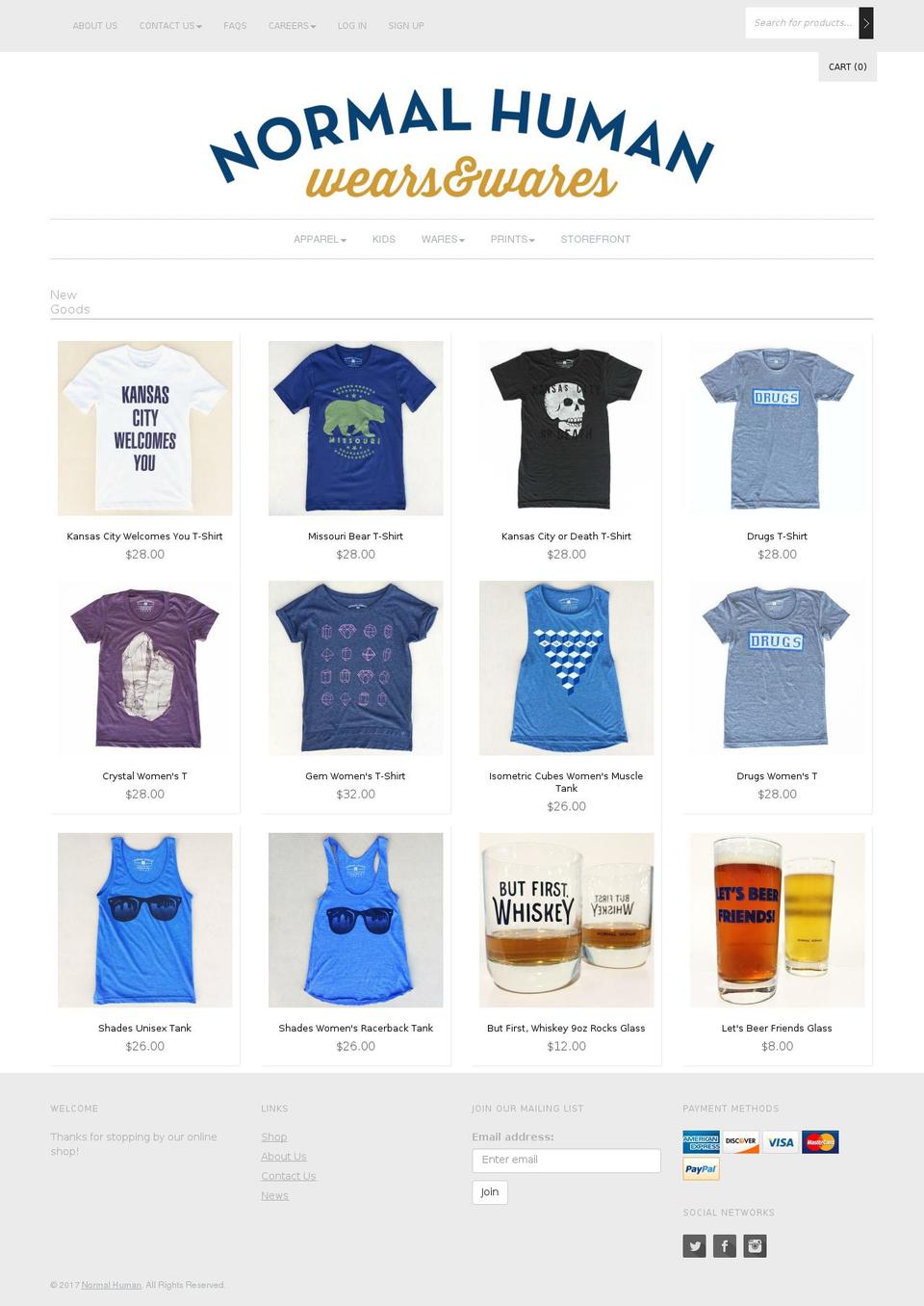 normalhuman.com shopify website screenshot