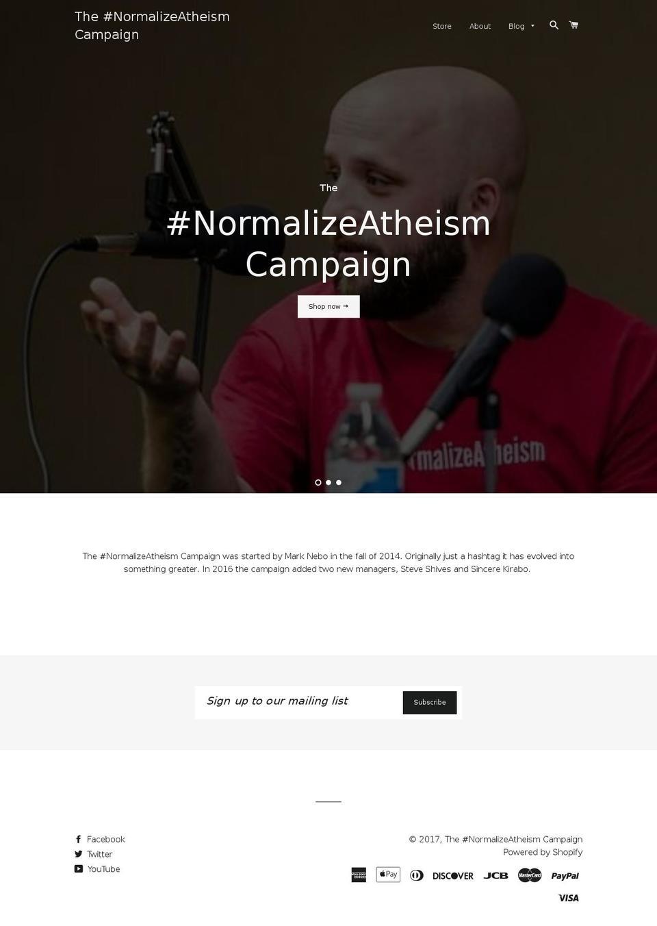 normalizeatheism.net shopify website screenshot