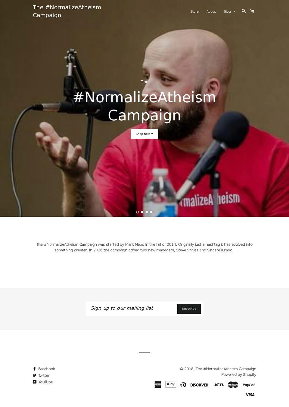 normalizeatheism.org shopify website screenshot