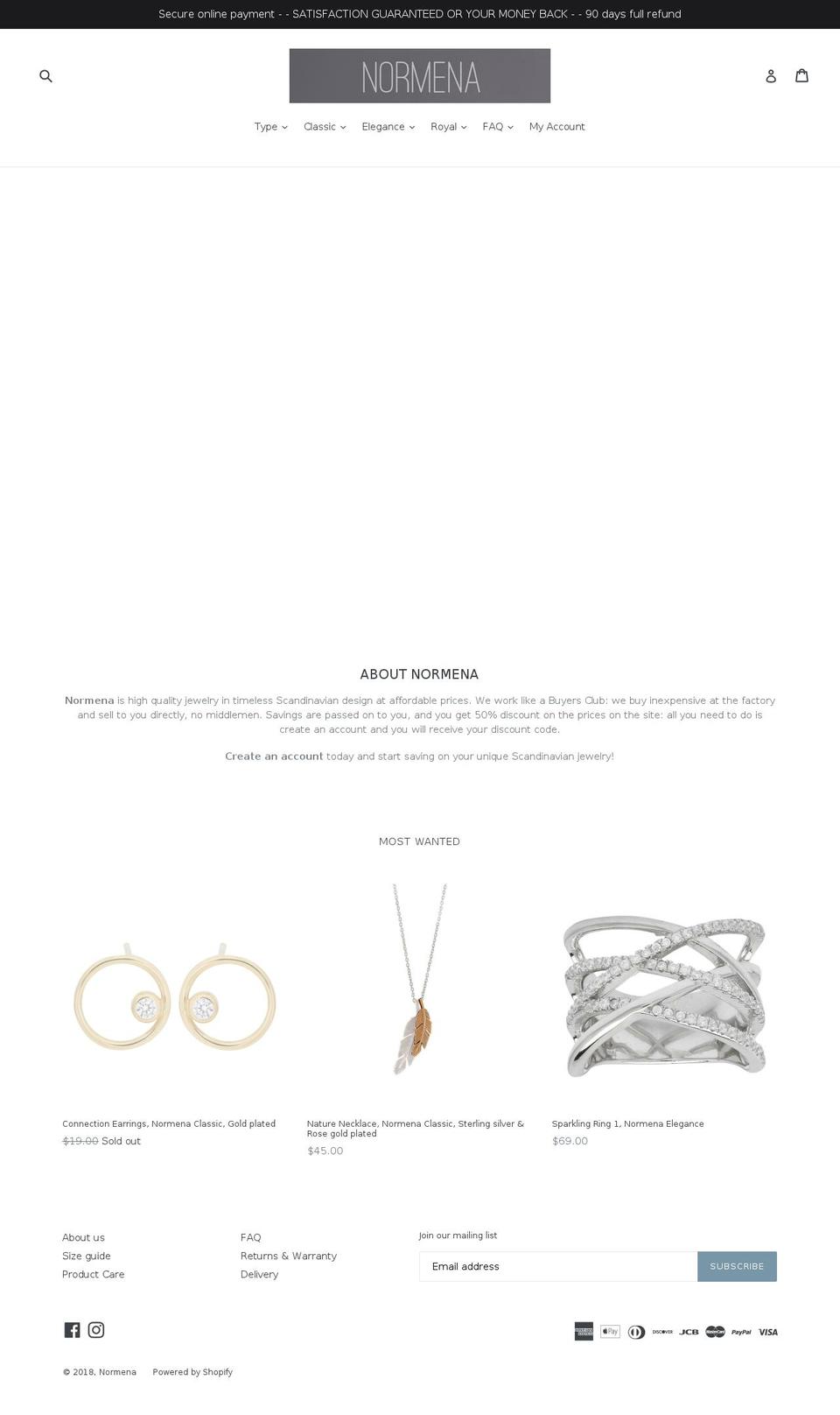 normena.com — Shopify storefront screenshot